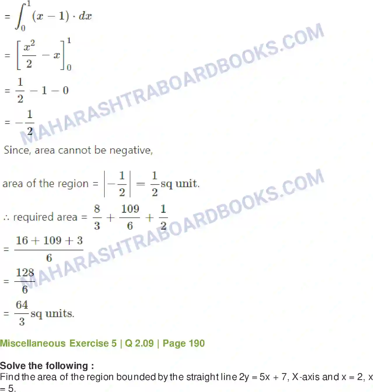 Maharashtra Board Solution Class-12 Mathematics+&+Statistics-2+(Arts+&+Science) Application of Definite Integration Image 44