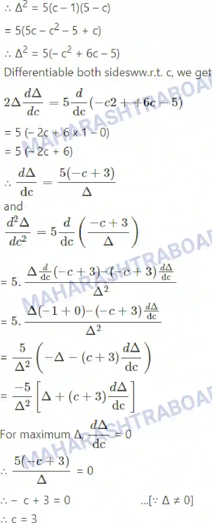 Maharashtra Board Solution Class-12 Mathematics+&+Statistics-2+(Arts+&+Science) Applications of Derivatives Image 101