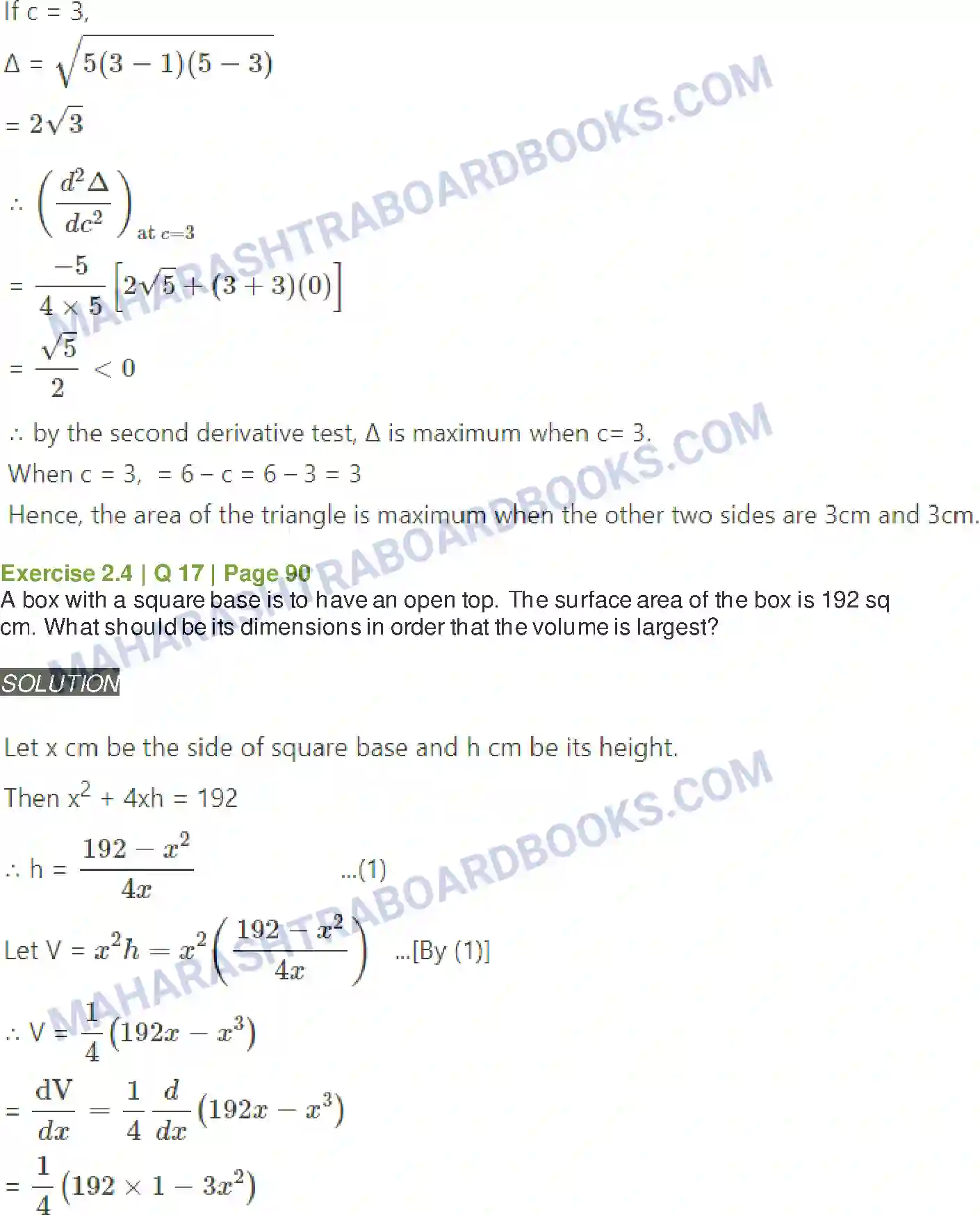 Maharashtra Board Solution Class-12 Mathematics+&+Statistics-2+(Arts+&+Science) Applications of Derivatives Image 102