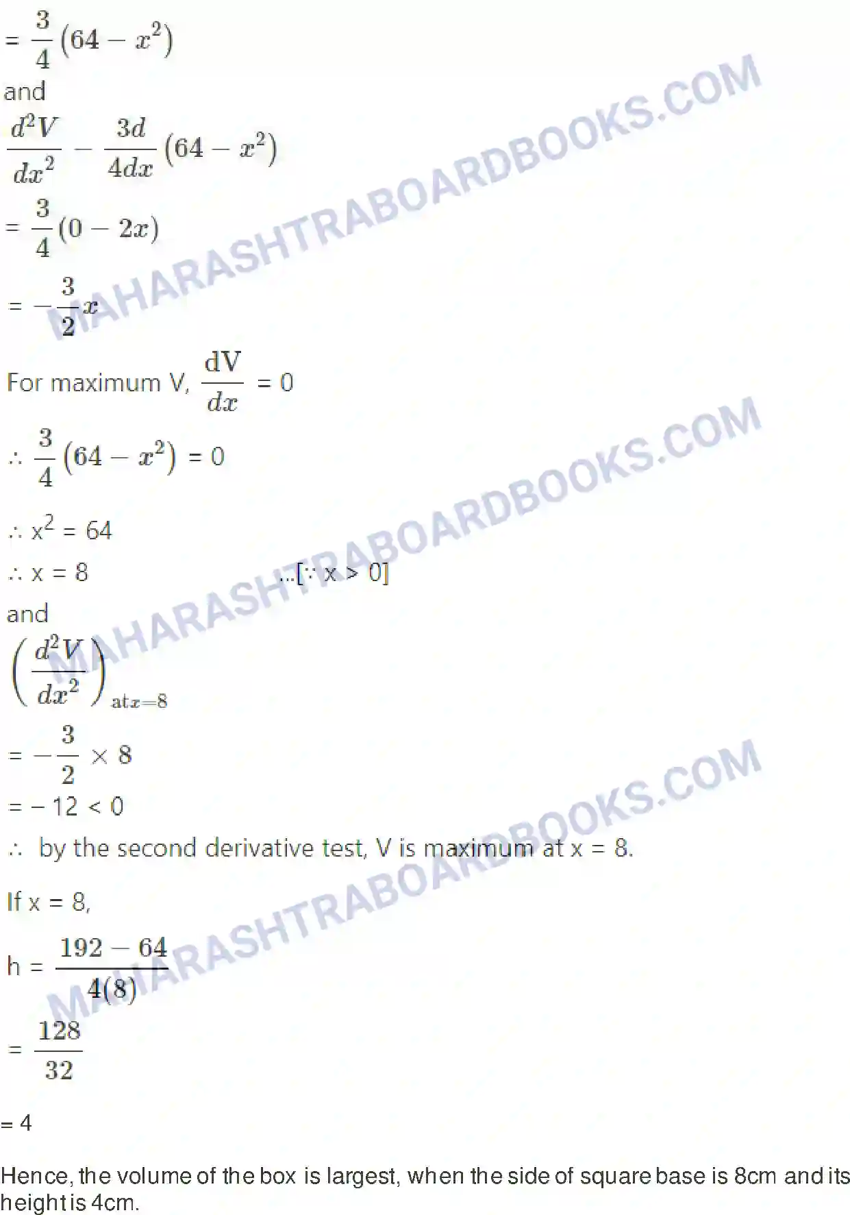 Maharashtra Board Solution Class-12 Mathematics+&+Statistics-2+(Arts+&+Science) Applications of Derivatives Image 103