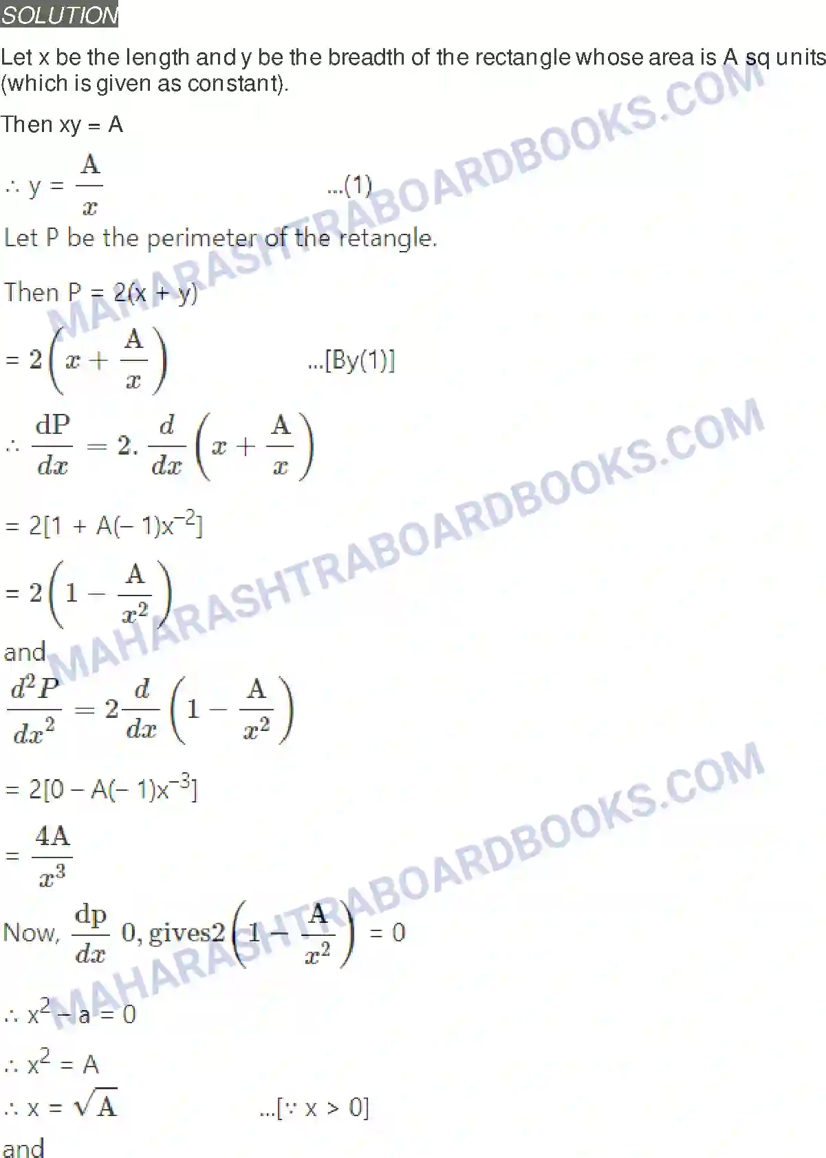 Maharashtra Board Solution Class-12 Mathematics+&+Statistics-2+(Arts+&+Science) Applications of Derivatives Image 105