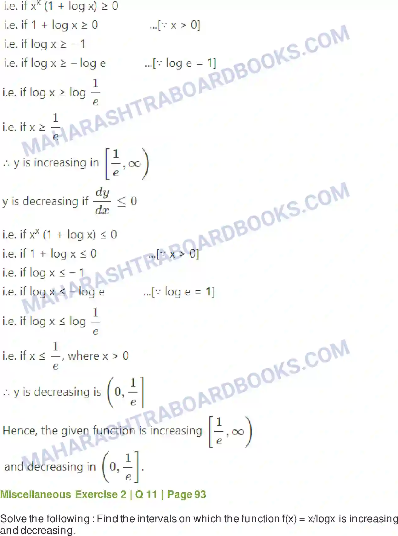 Maharashtra Board Solution Class-12 Mathematics+&+Statistics-2+(Arts+&+Science) Applications of Derivatives Image 131