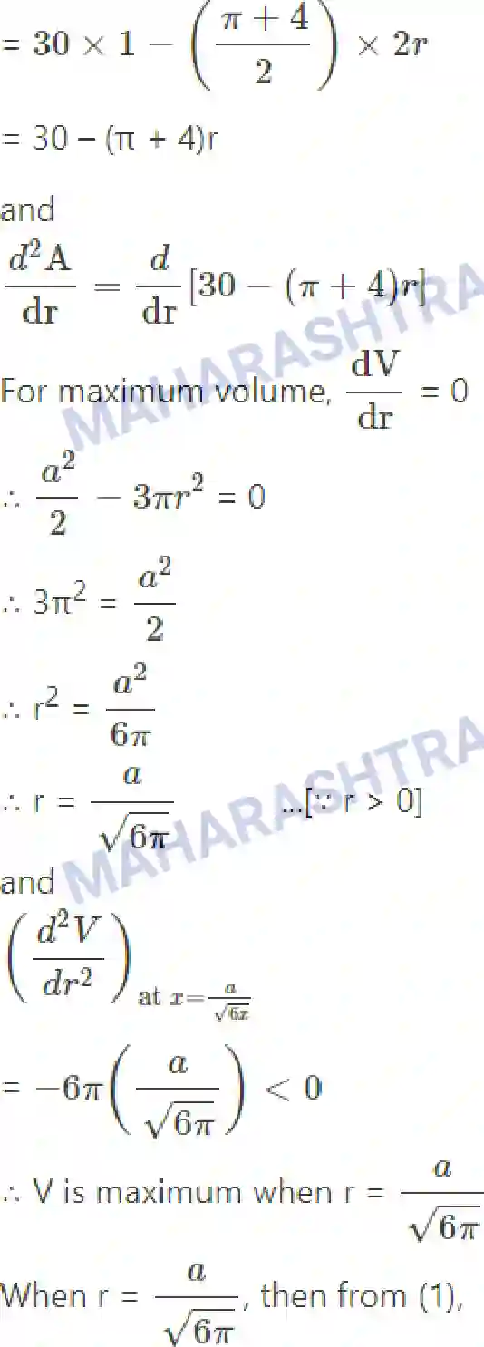 Maharashtra Board Solution Class-12 Mathematics+&+Statistics-2+(Arts+&+Science) Applications of Derivatives Image 140