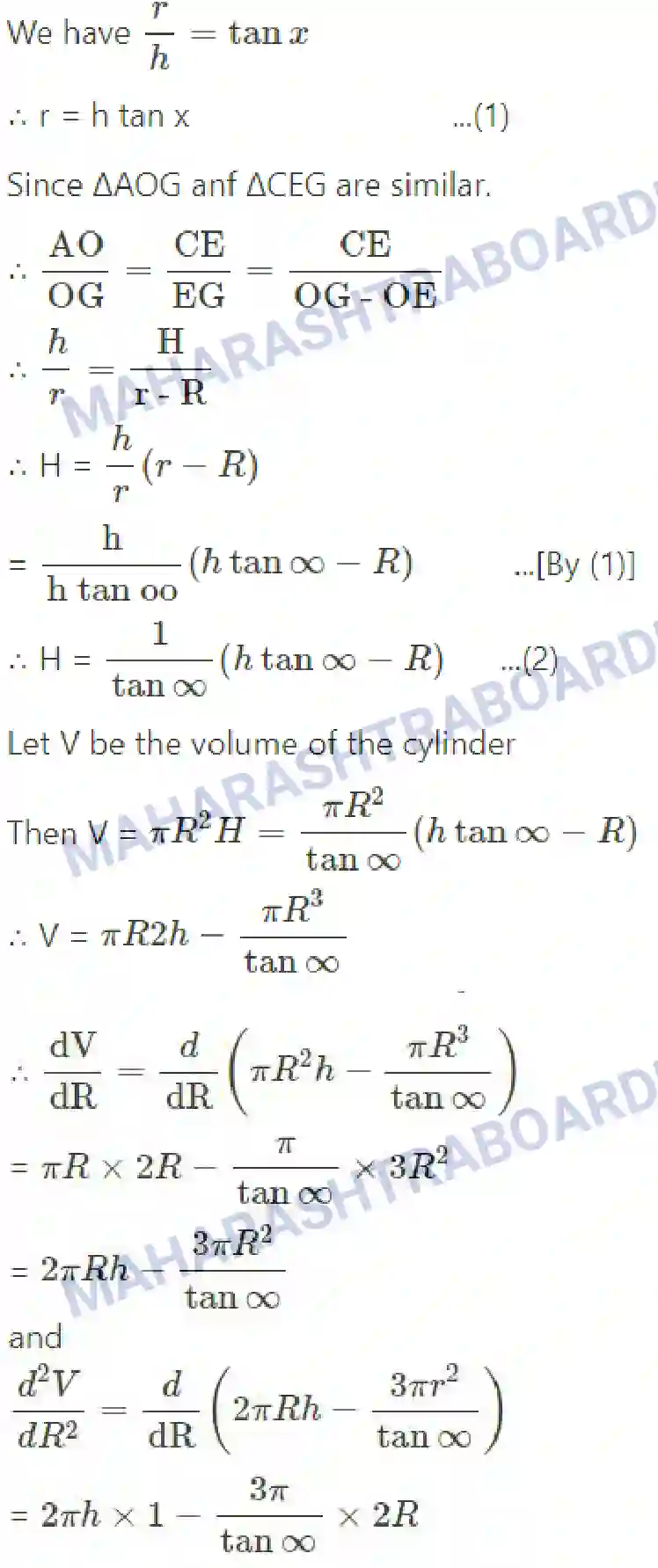 Maharashtra Board Solution Class-12 Mathematics+&+Statistics-2+(Arts+&+Science) Applications of Derivatives Image 142