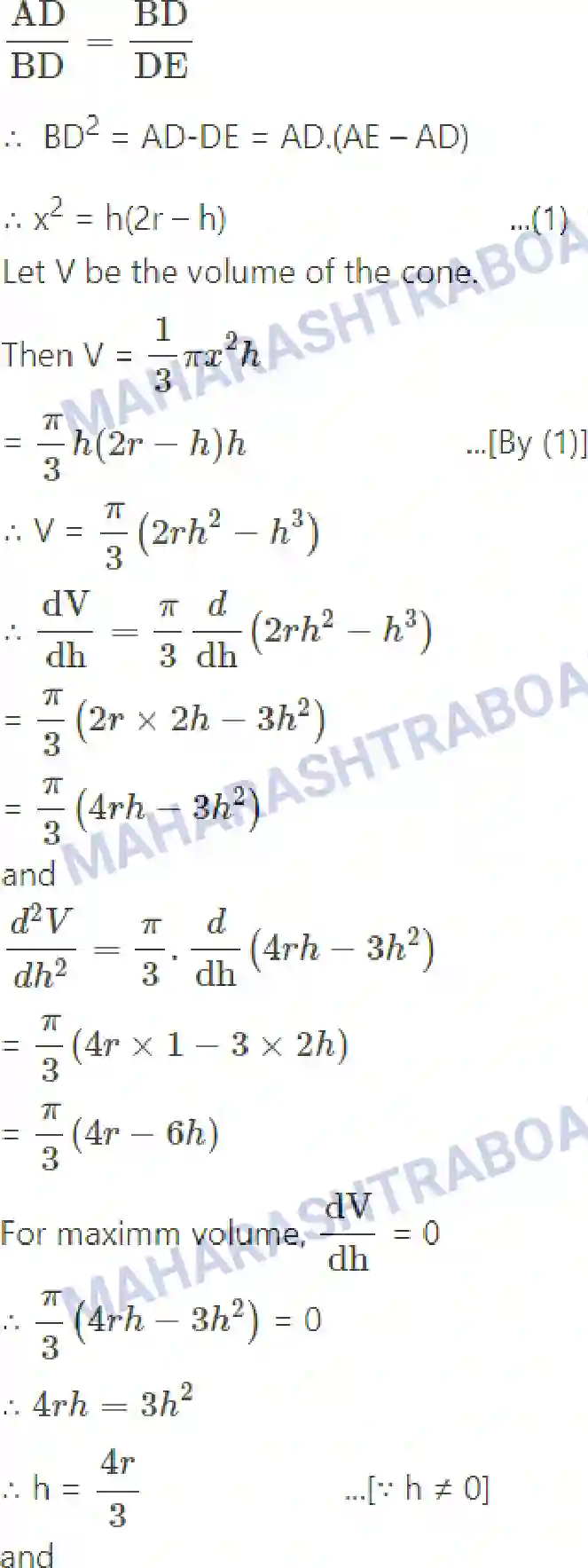 Maharashtra Board Solution Class-12 Mathematics+&+Statistics-2+(Arts+&+Science) Applications of Derivatives Image 148