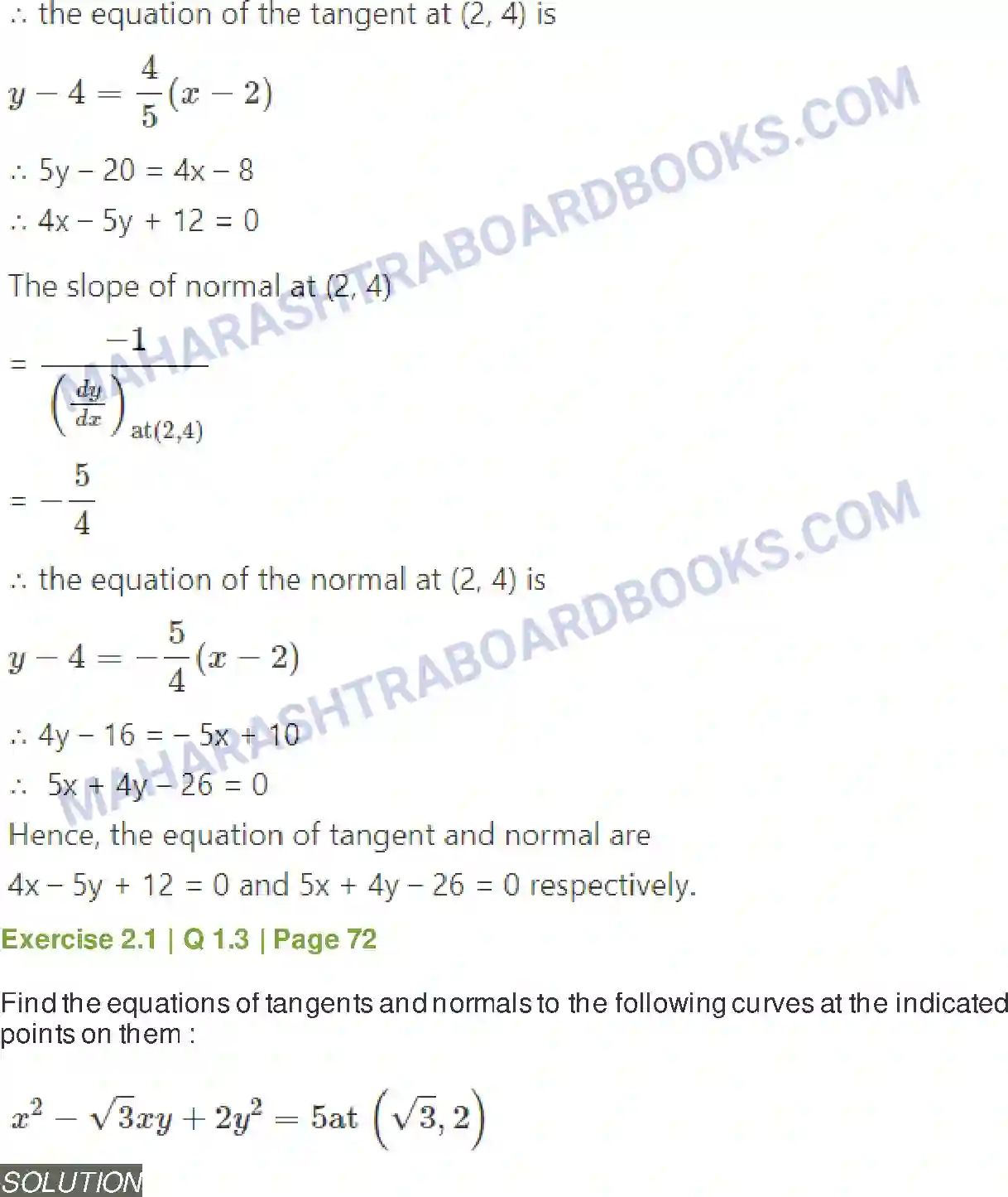 Maharashtra Board Solution Class-12 Mathematics+&+Statistics-2+(Arts+&+Science) Applications of Derivatives Image 3