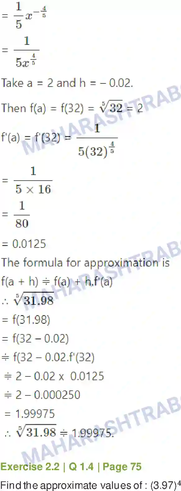 Maharashtra Board Solution Class-12 Mathematics+&+Statistics-2+(Arts+&+Science) Applications of Derivatives Image 30