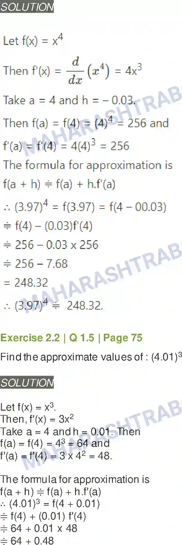 Maharashtra Board Solution Class-12 Mathematics+&+Statistics-2+(Arts+&+Science) Applications of Derivatives Image 31