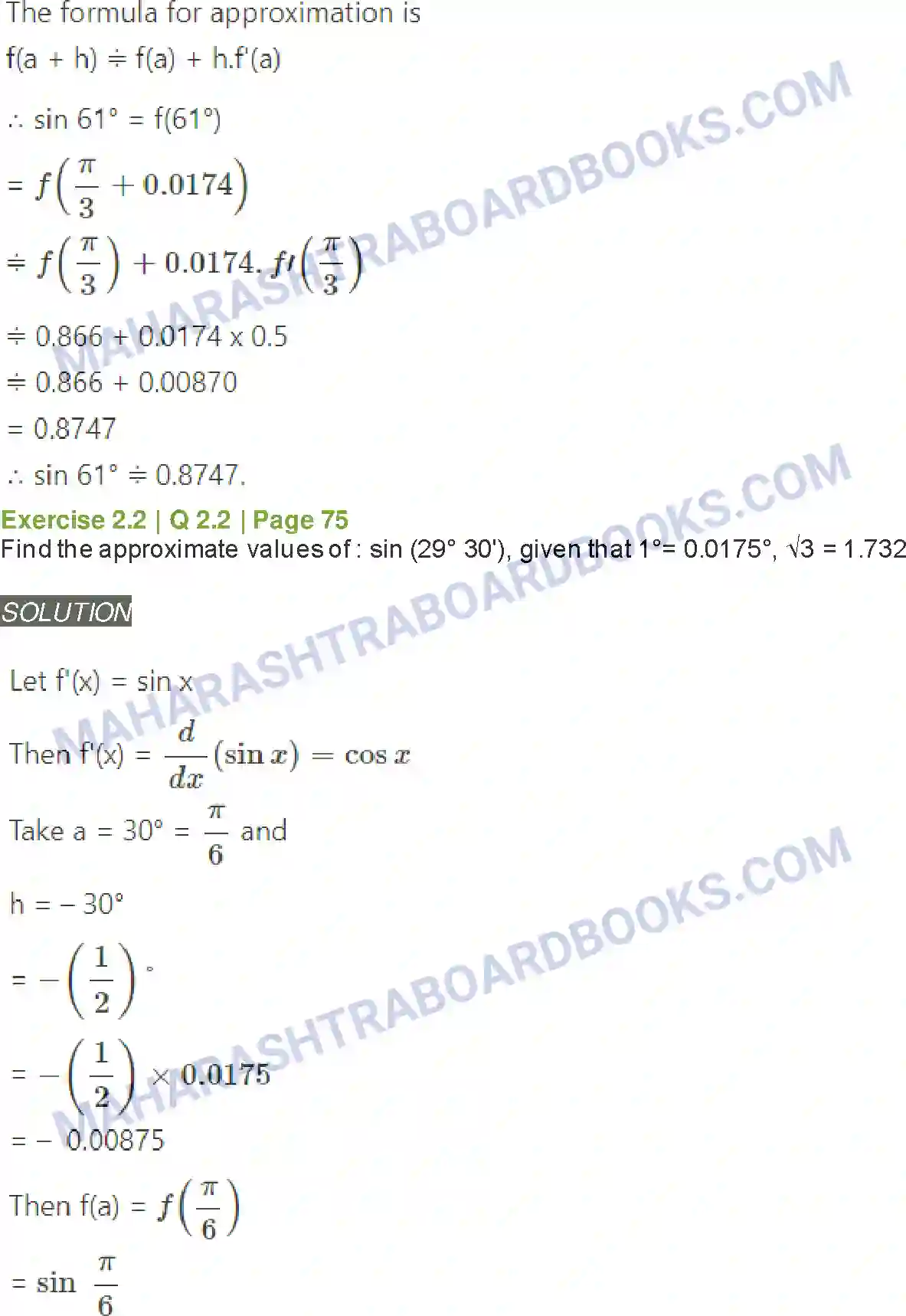 Maharashtra Board Solution Class-12 Mathematics+&+Statistics-2+(Arts+&+Science) Applications of Derivatives Image 33