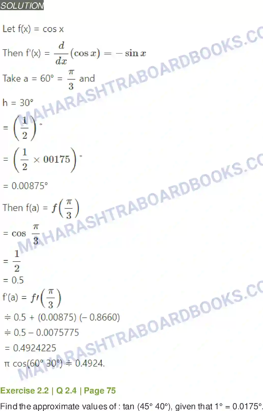 Maharashtra Board Solution Class-12 Mathematics+&+Statistics-2+(Arts+&+Science) Applications of Derivatives Image 35