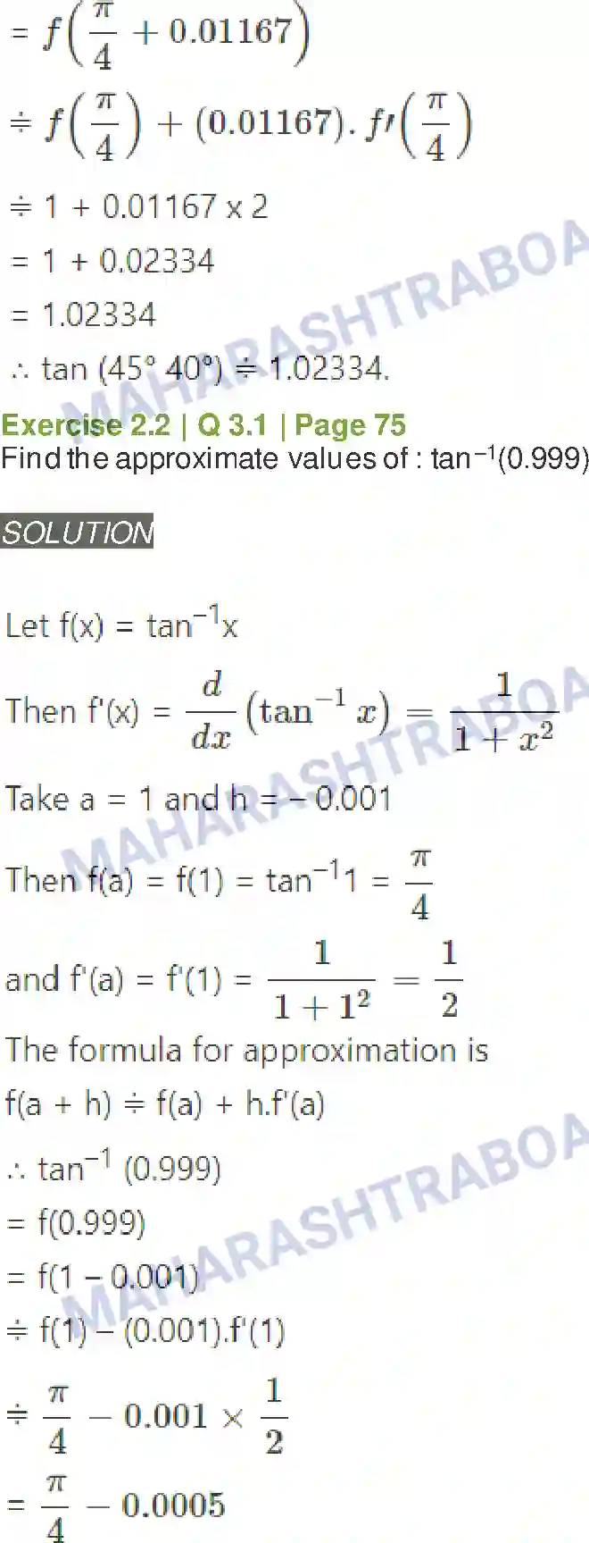 Maharashtra Board Solution Class-12 Mathematics+&+Statistics-2+(Arts+&+Science) Applications of Derivatives Image 37