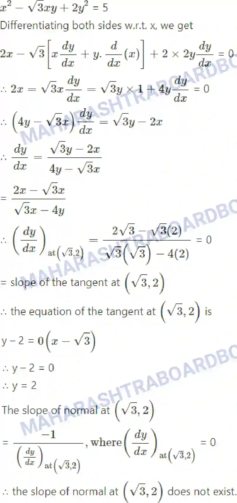 Maharashtra Board Solution Class-12 Mathematics+&+Statistics-2+(Arts+&+Science) Applications of Derivatives Image 4