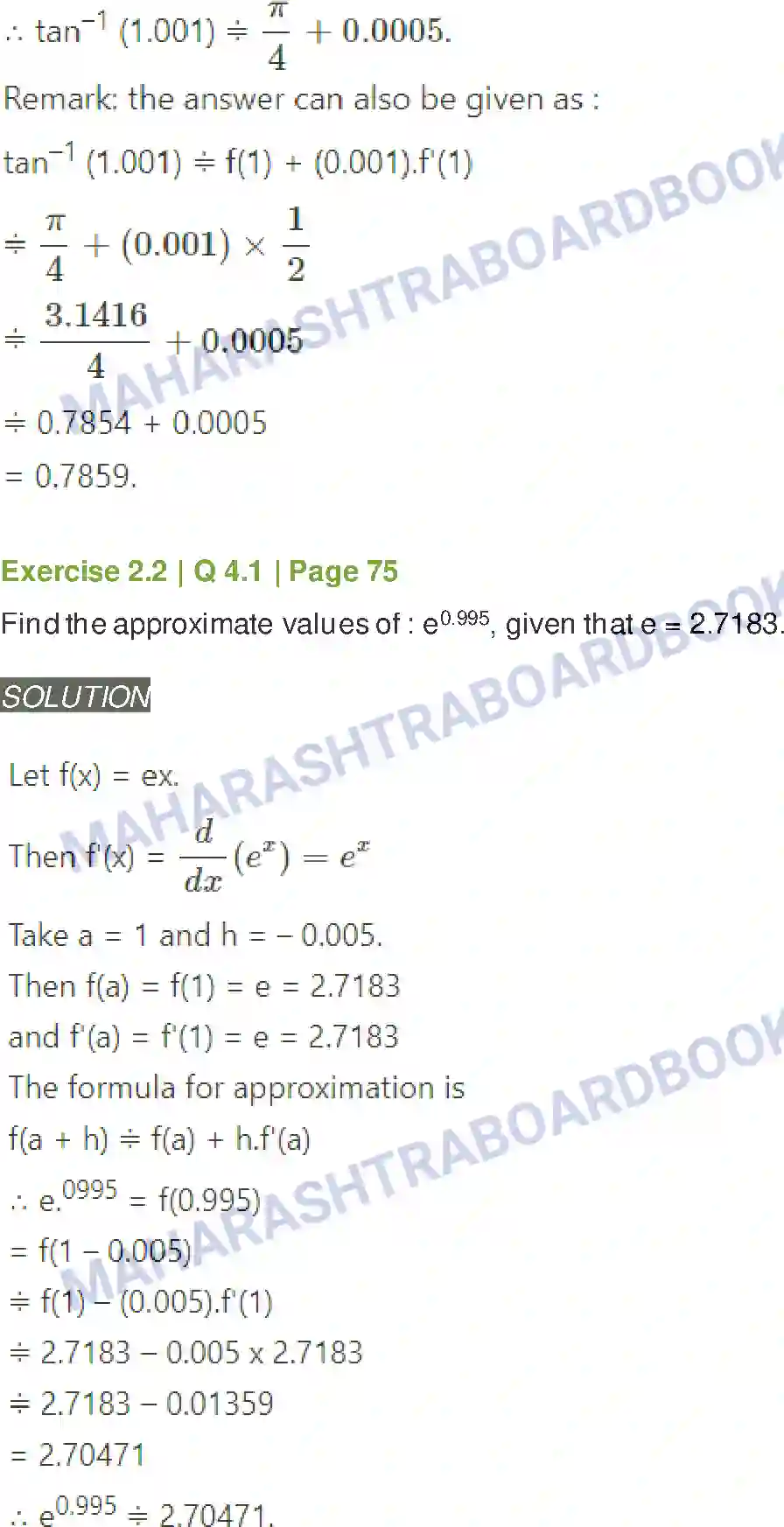 Maharashtra Board Solution Class-12 Mathematics+&+Statistics-2+(Arts+&+Science) Applications of Derivatives Image 40