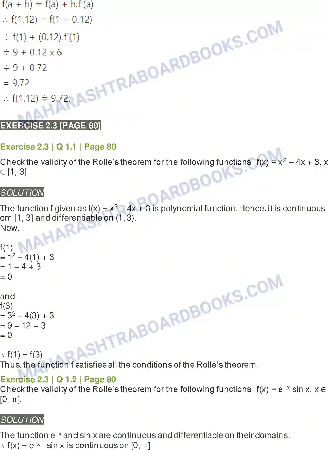 Maharashtra Board Solution Class-12 Mathematics+&+Statistics-2+(Arts+&+Science) Applications of Derivatives Image 47