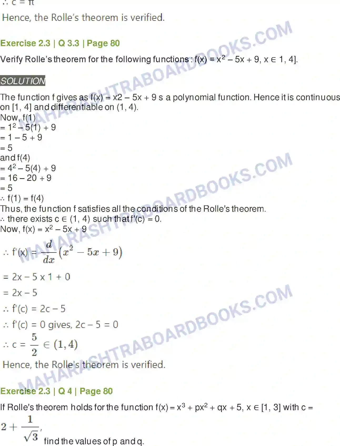 Maharashtra Board Solution Class-12 Mathematics+&+Statistics-2+(Arts+&+Science) Applications of Derivatives Image 53