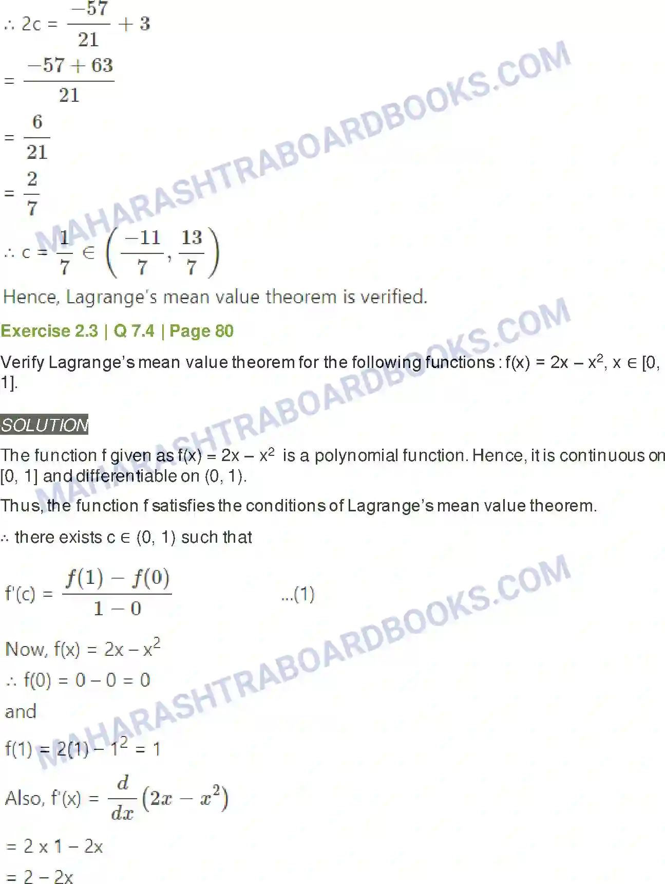 Maharashtra Board Solution Class-12 Mathematics+&+Statistics-2+(Arts+&+Science) Applications of Derivatives Image 62