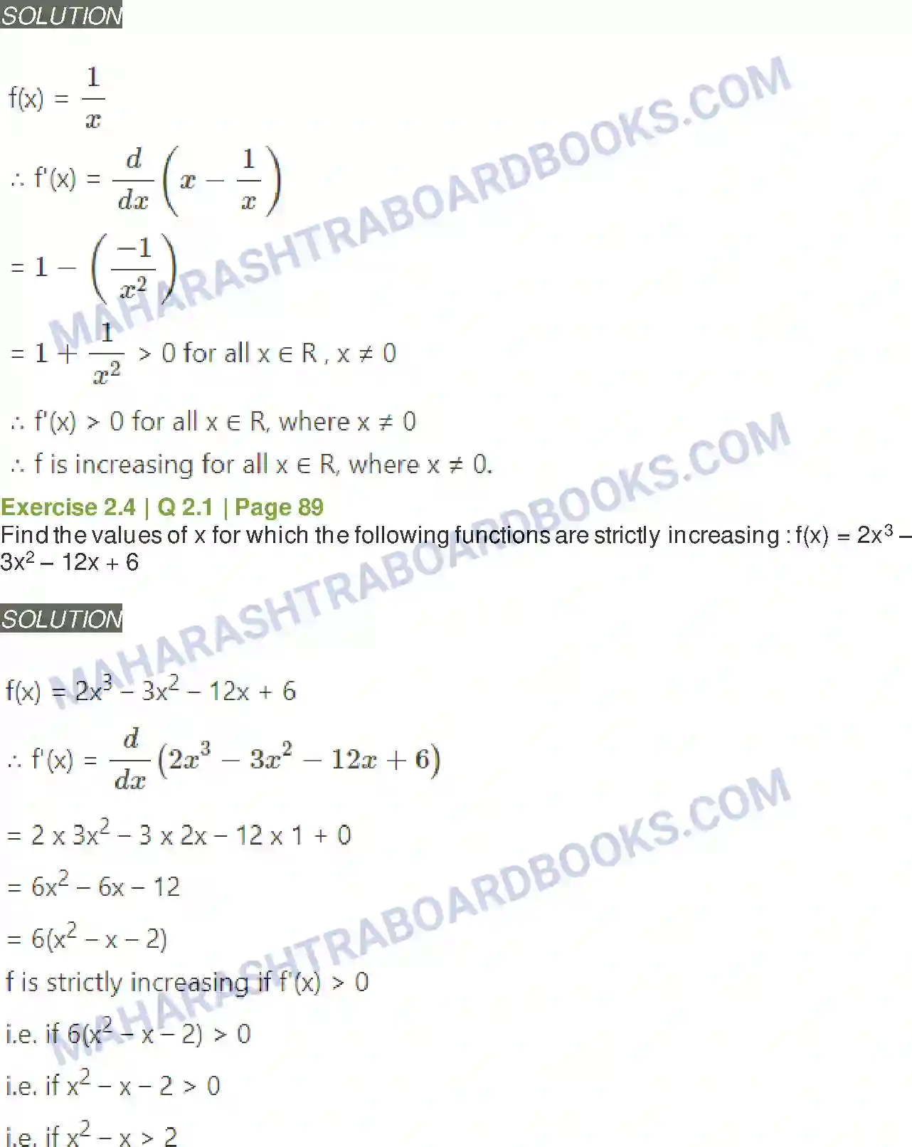 Maharashtra Board Solution Class-12 Mathematics+&+Statistics-2+(Arts+&+Science) Applications of Derivatives Image 66