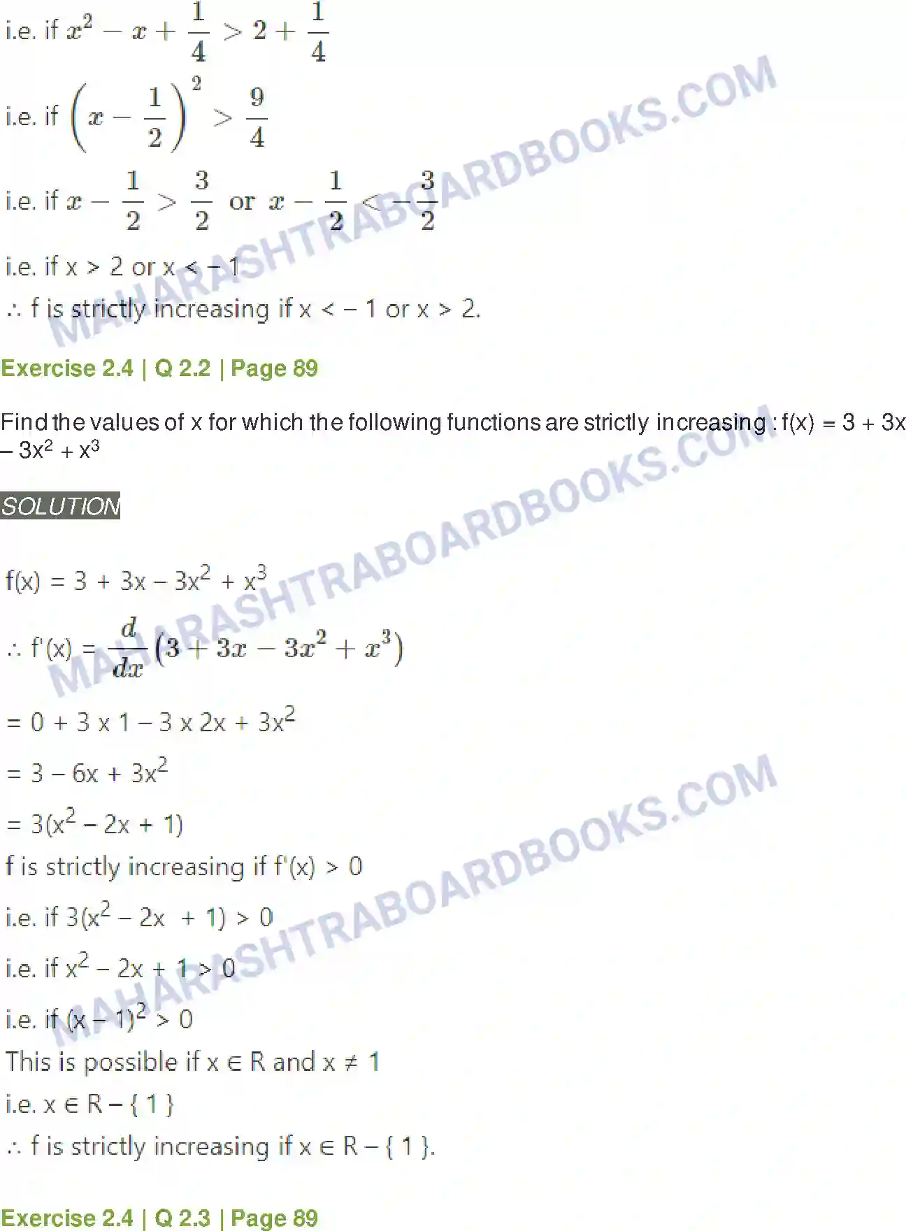 Maharashtra Board Solution Class-12 Mathematics+&+Statistics-2+(Arts+&+Science) Applications of Derivatives Image 67