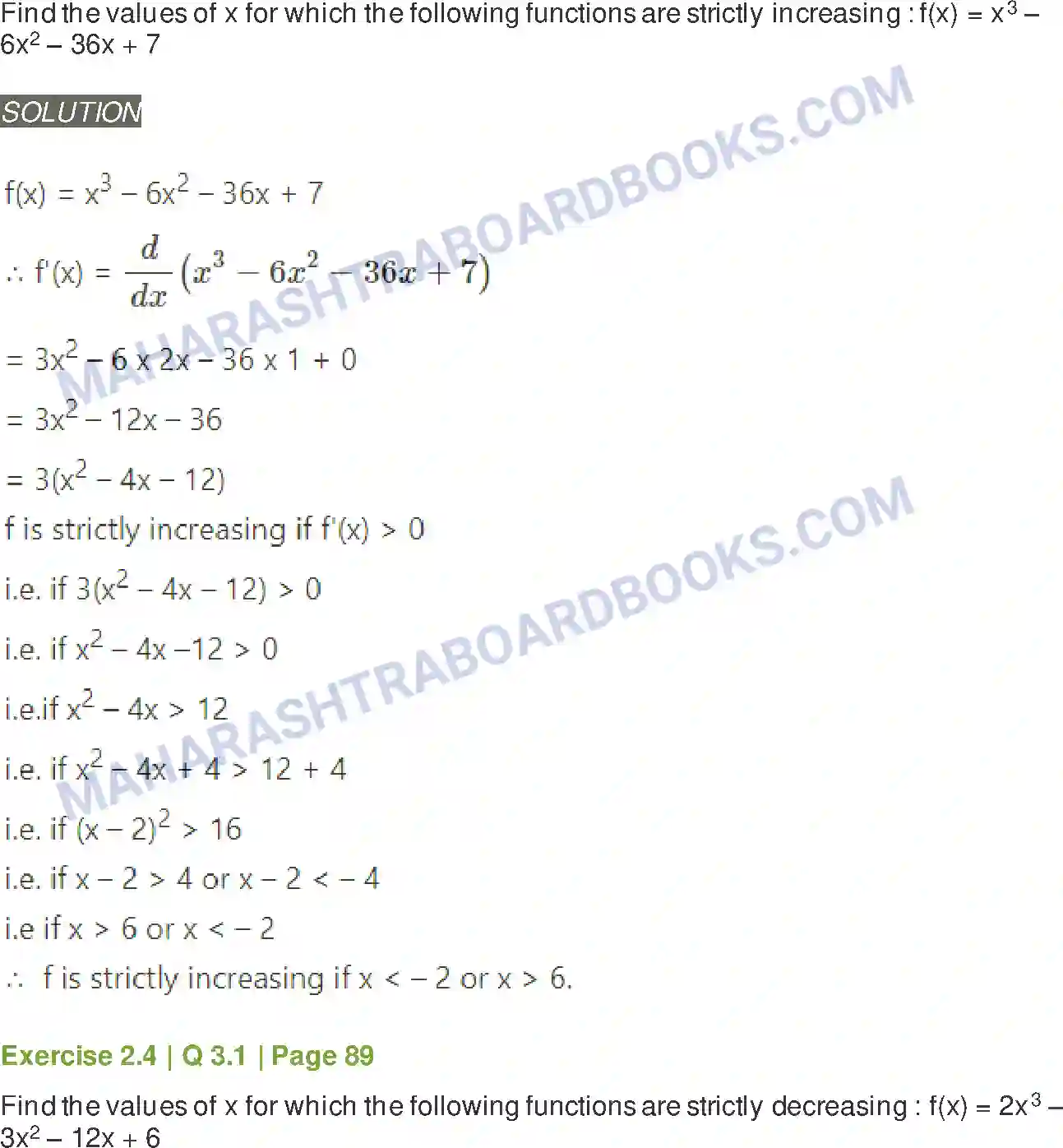 Maharashtra Board Solution Class-12 Mathematics+&+Statistics-2+(Arts+&+Science) Applications of Derivatives Image 68