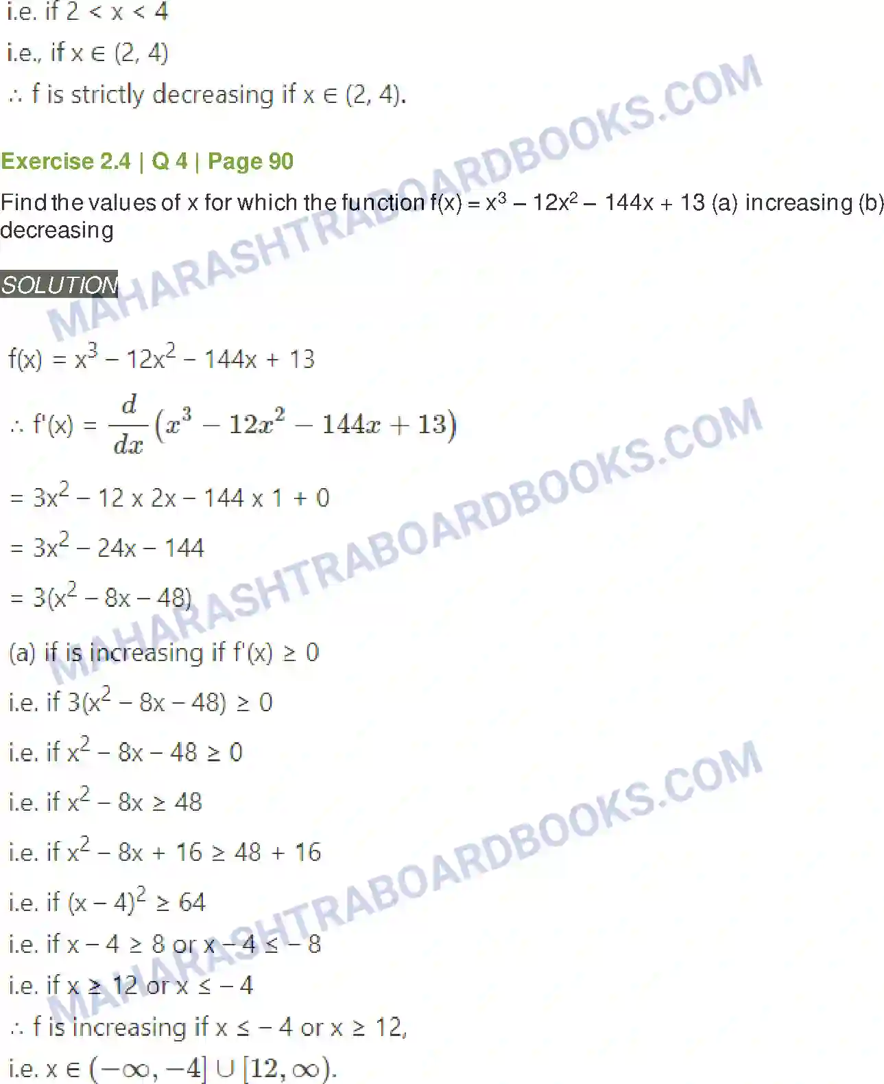 Maharashtra Board Solution Class-12 Mathematics+&+Statistics-2+(Arts+&+Science) Applications of Derivatives Image 72