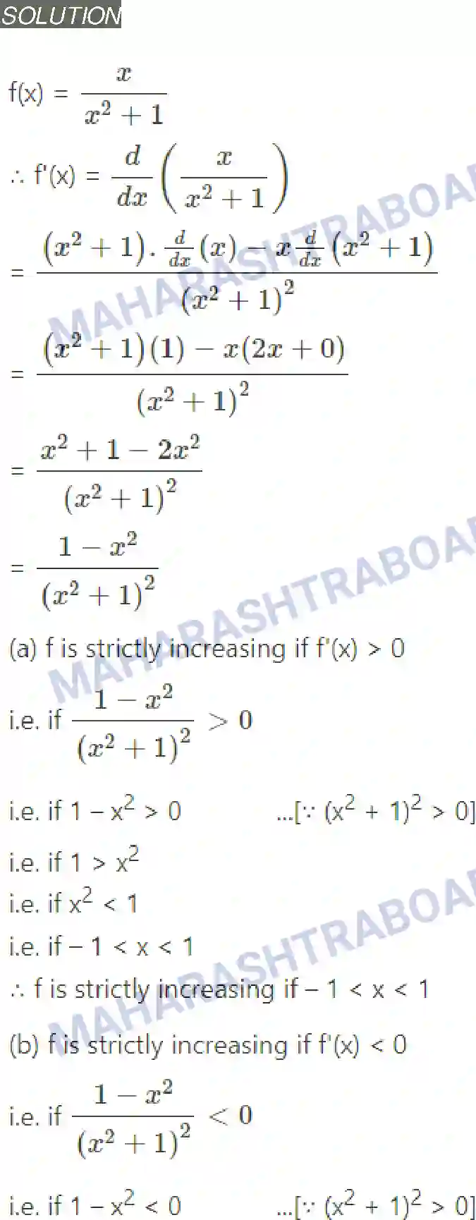 Maharashtra Board Solution Class-12 Mathematics+&+Statistics-2+(Arts+&+Science) Applications of Derivatives Image 75