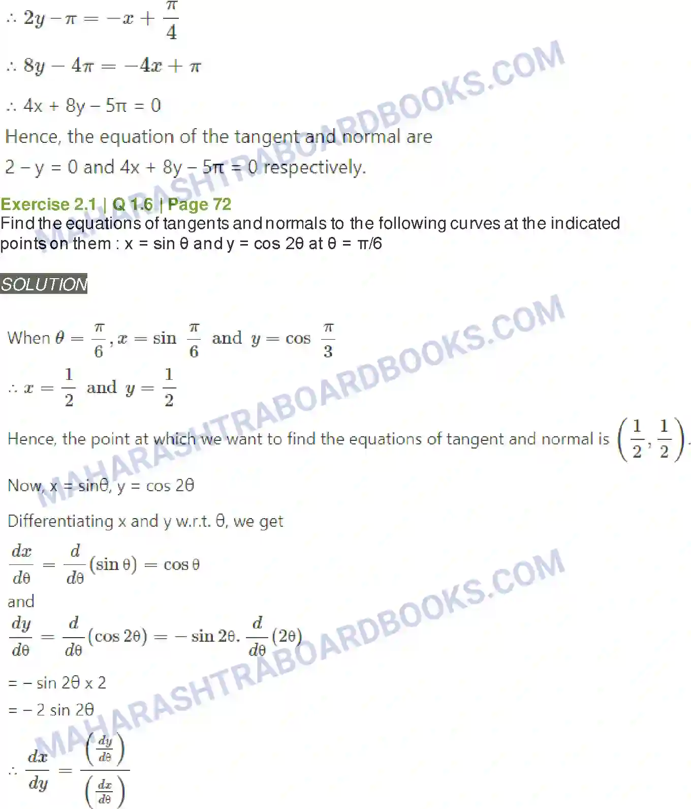 Maharashtra Board Solution Class-12 Mathematics+&+Statistics-2+(Arts+&+Science) Applications of Derivatives Image 8