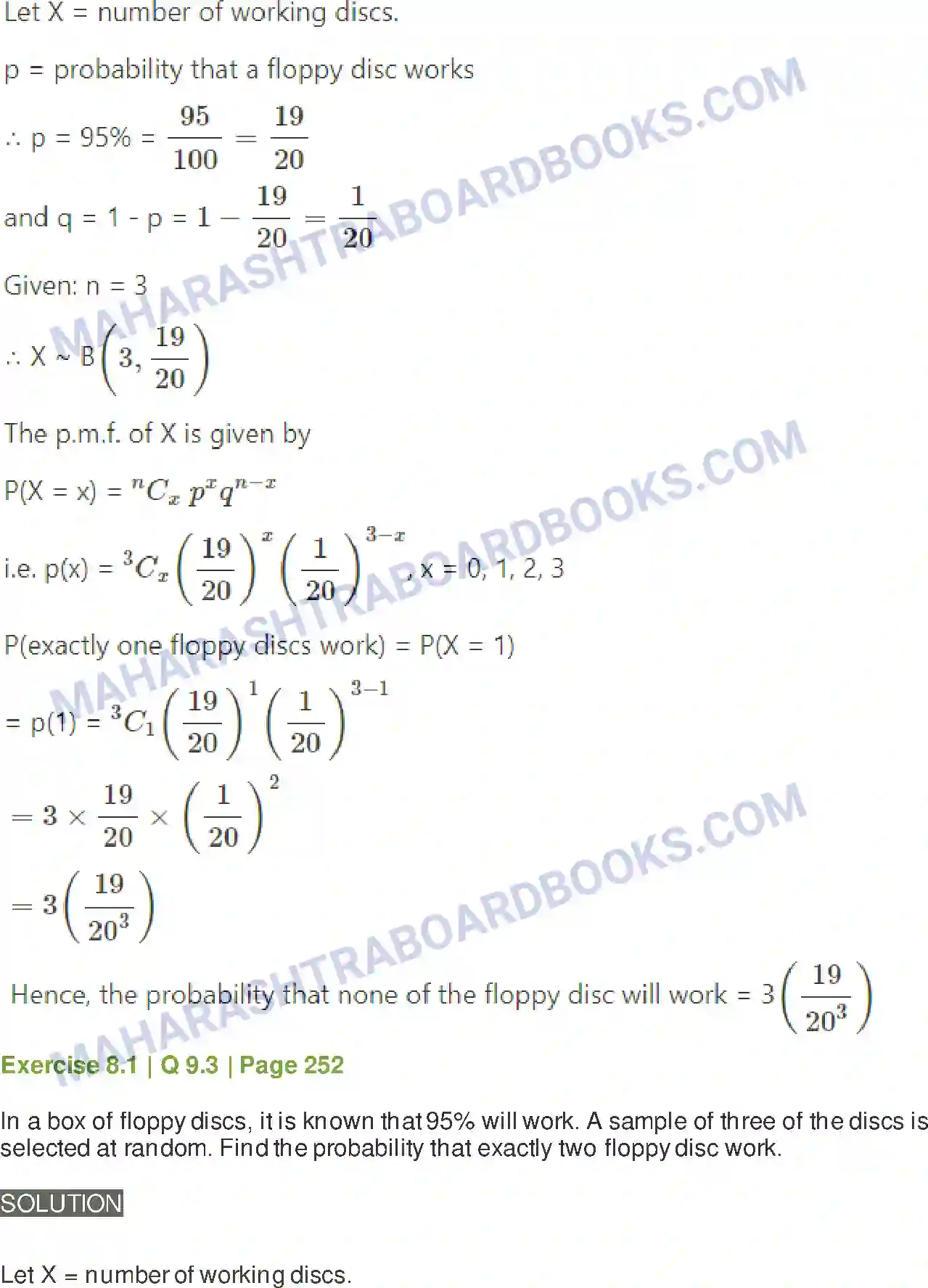 Maharashtra Board Solution Class-12 Mathematics+&+Statistics-2+(Arts+&+Science) Binomial Distribution Image 16