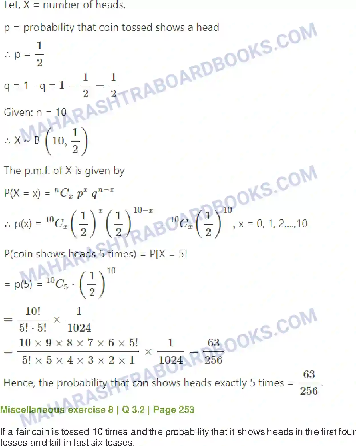 Maharashtra Board Solution Class-12 Mathematics+&+Statistics-2+(Arts+&+Science) Binomial Distribution Image 32