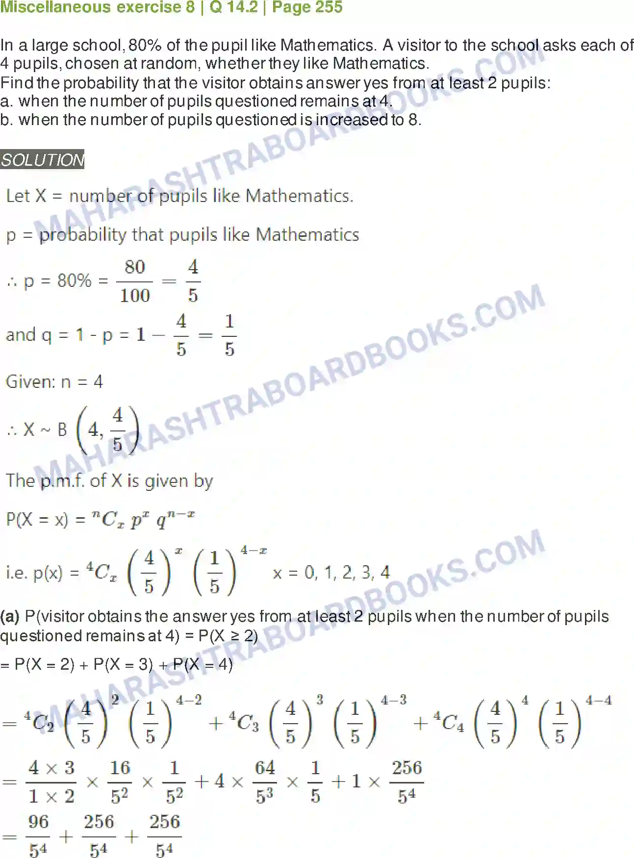 Maharashtra Board Solution Class-12 Mathematics+&+Statistics-2+(Arts+&+Science) Binomial Distribution Image 51