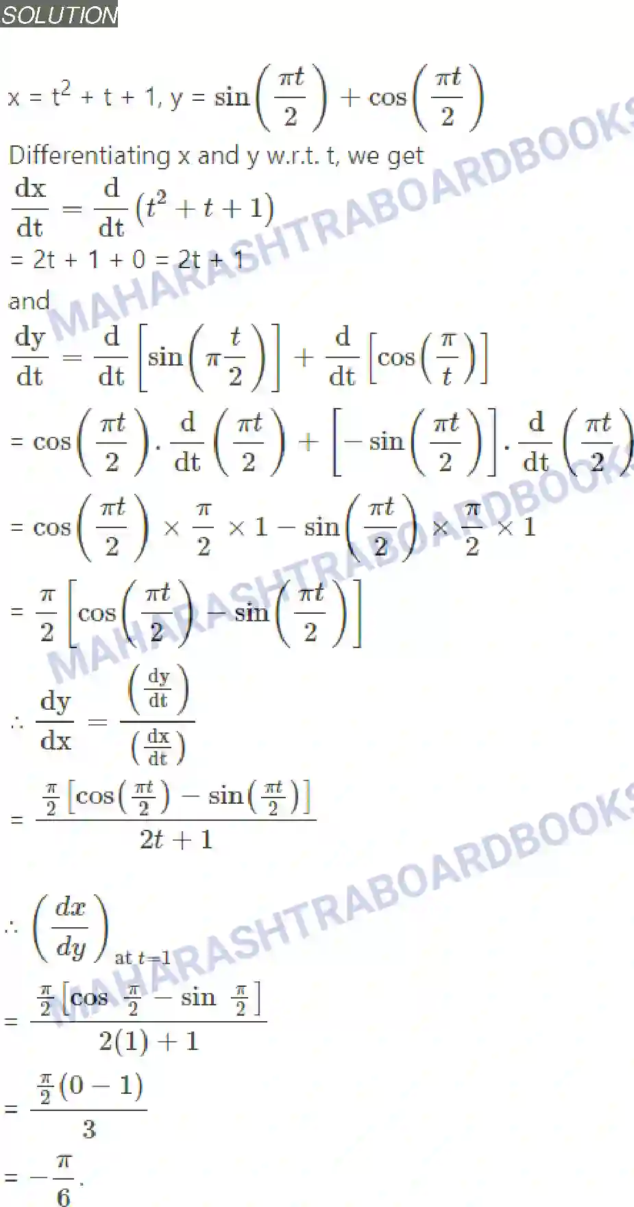 Maharashtra Board Solution Class-12 Mathematics+&+Statistics-2+(Arts+&+Science) Differentiation Image 169