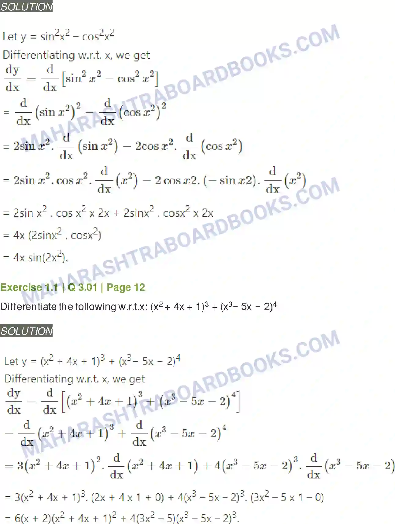 Maharashtra Board Solution Class-12 Mathematics+&+Statistics-2+(Arts+&+Science) Differentiation Image 17