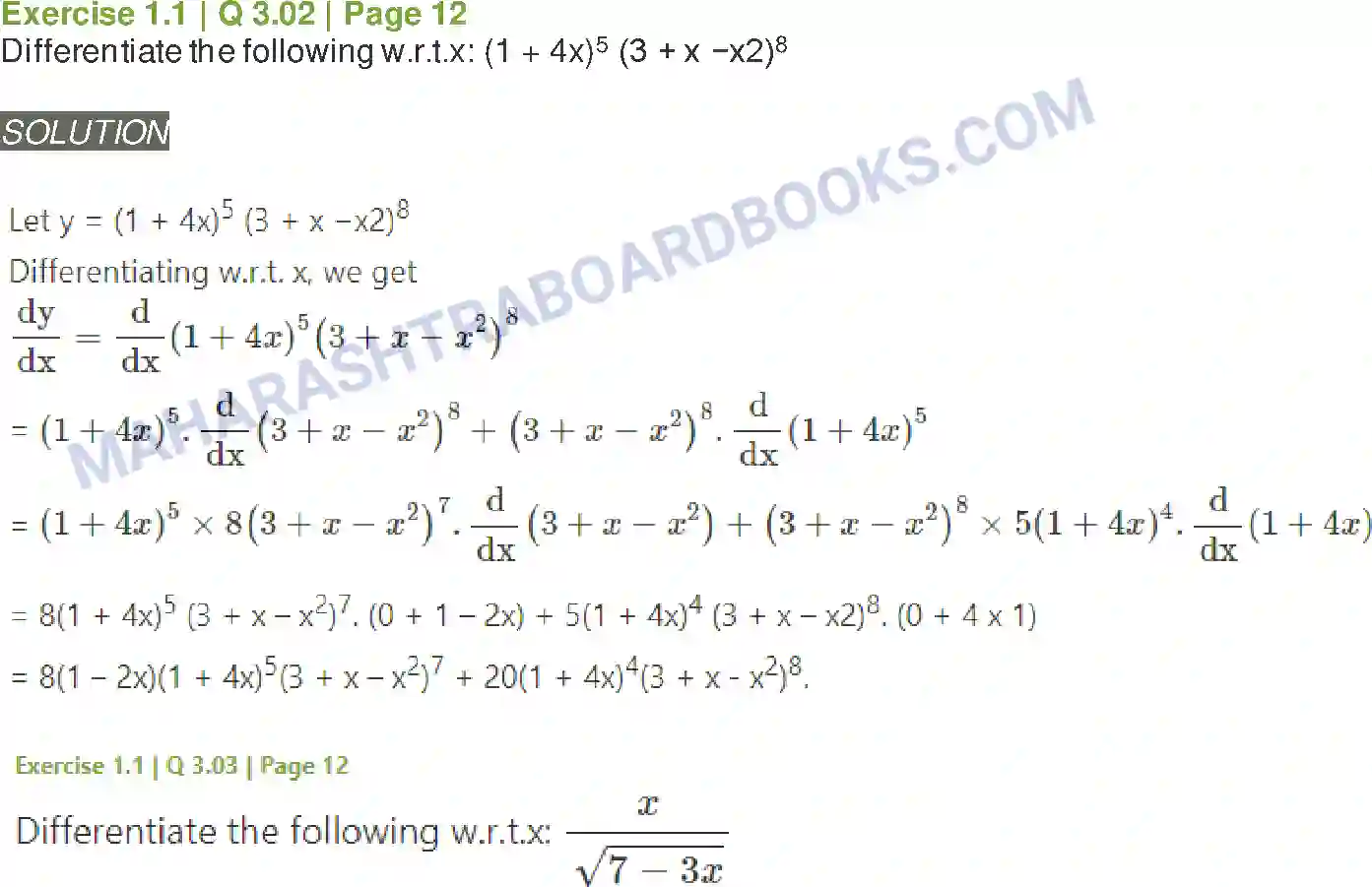 Maharashtra Board Solution Class-12 Mathematics+&+Statistics-2+(Arts+&+Science) Differentiation Image 18