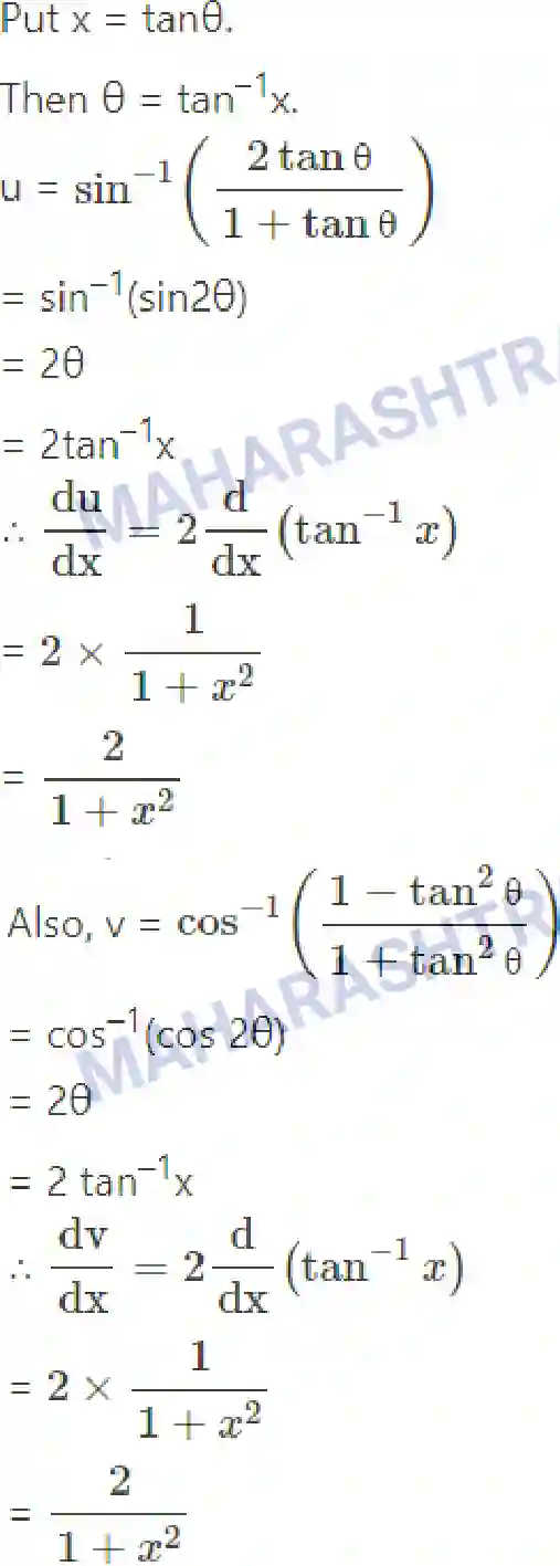 Maharashtra Board Solution Class-12 Mathematics+&+Statistics-2+(Arts+&+Science) Differentiation Image 184