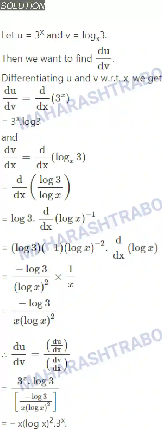 Maharashtra Board Solution Class-12 Mathematics+&+Statistics-2+(Arts+&+Science) Differentiation Image 189