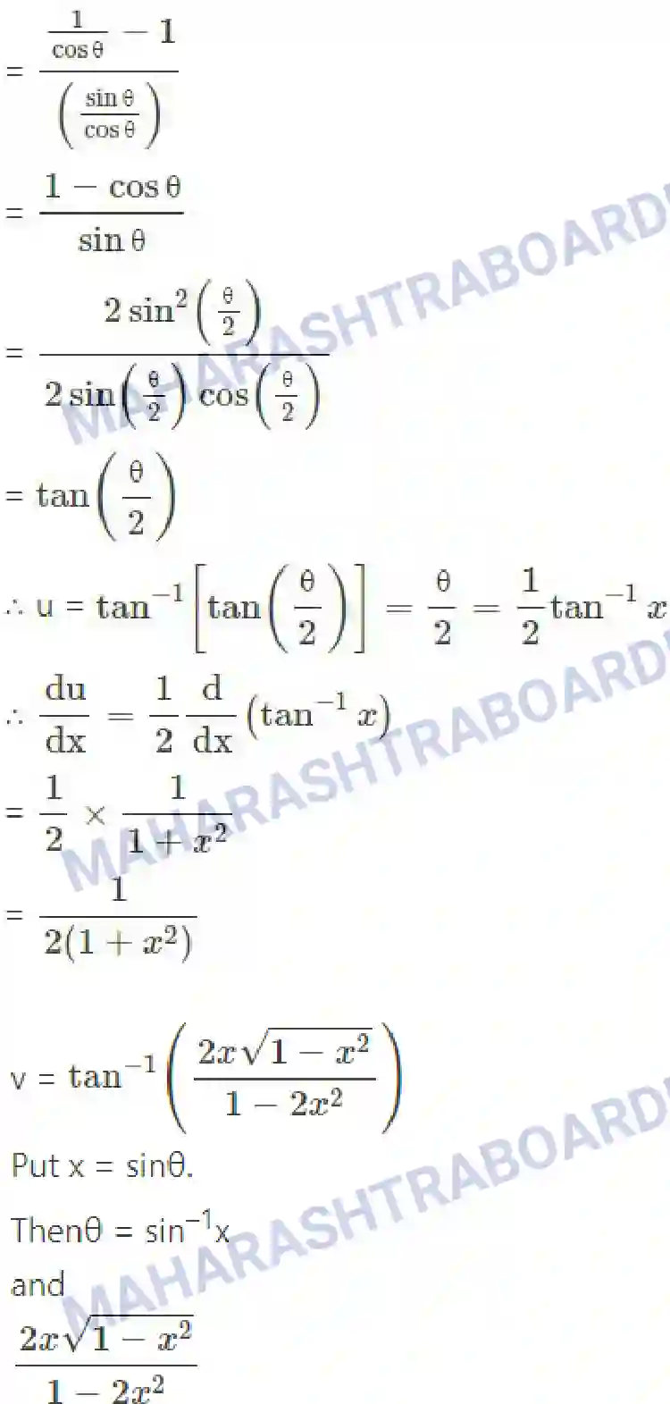 Maharashtra Board Solution Class-12 Mathematics+&+Statistics-2+(Arts+&+Science) Differentiation Image 194