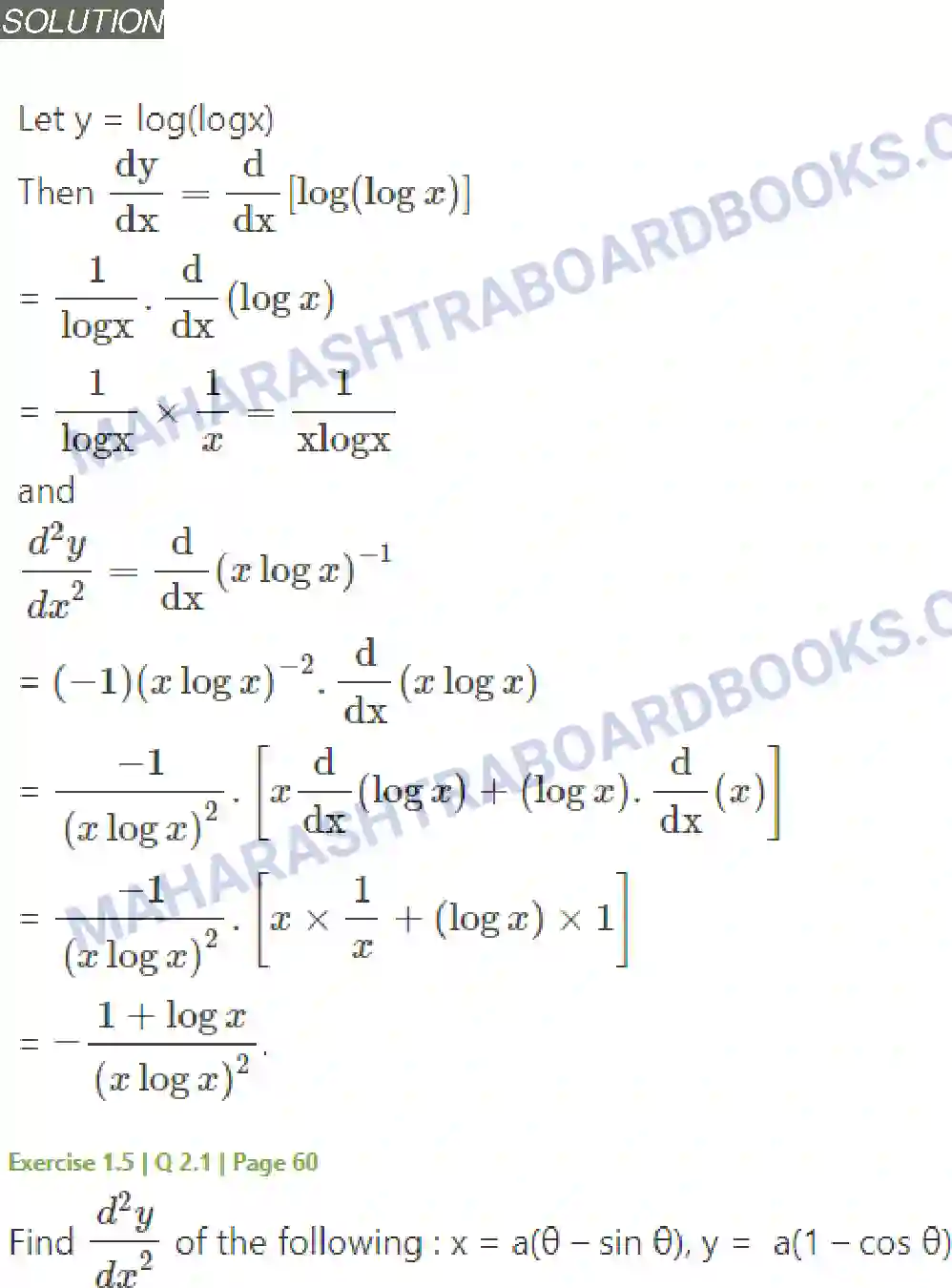 Maharashtra Board Solution Class-12 Mathematics+&+Statistics-2+(Arts+&+Science) Differentiation Image 200