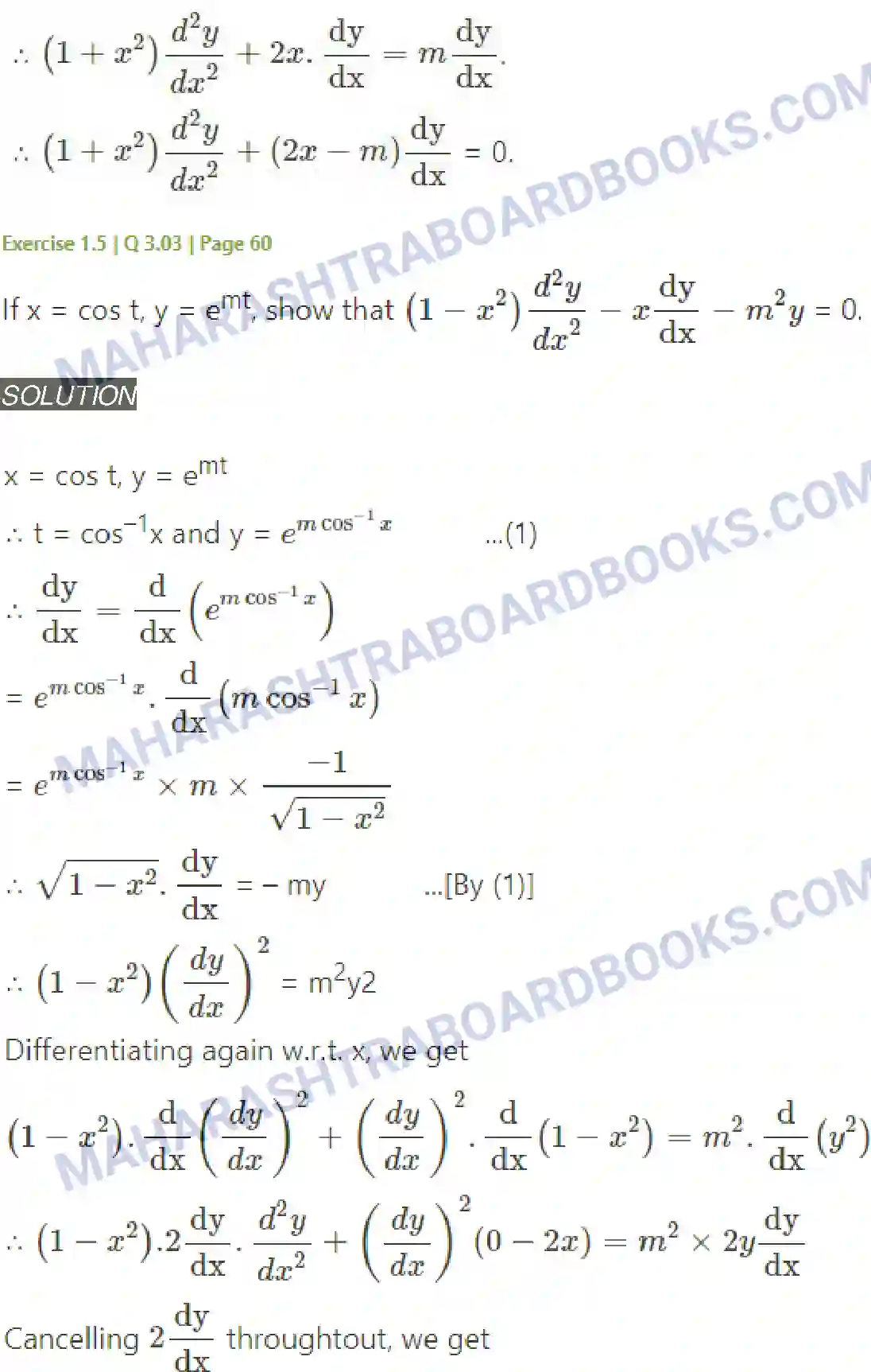 Maharashtra Board Solution Class-12 Mathematics+&+Statistics-2+(Arts+&+Science) Differentiation Image 209