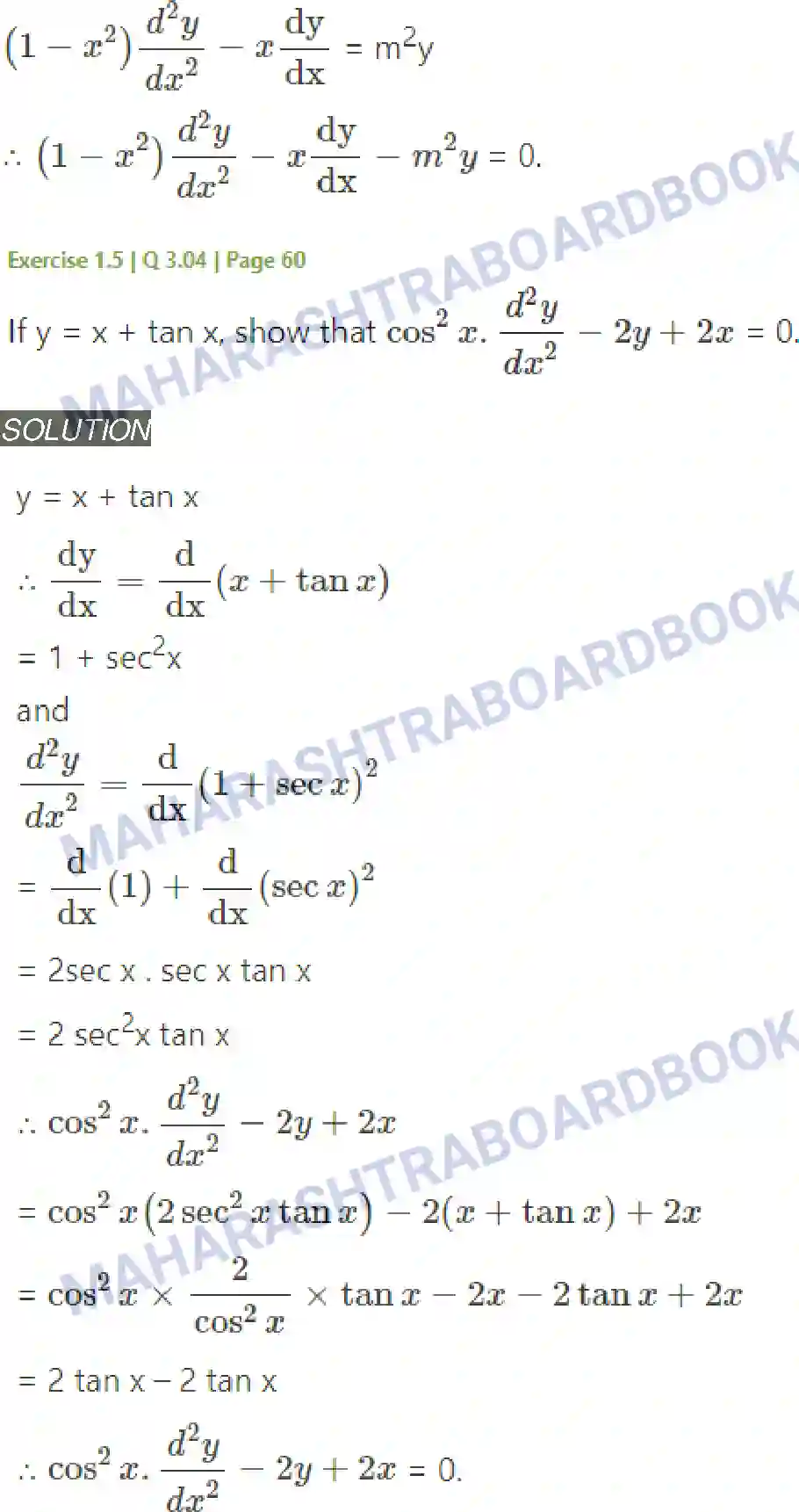 Maharashtra Board Solution Class-12 Mathematics+&+Statistics-2+(Arts+&+Science) Differentiation Image 210