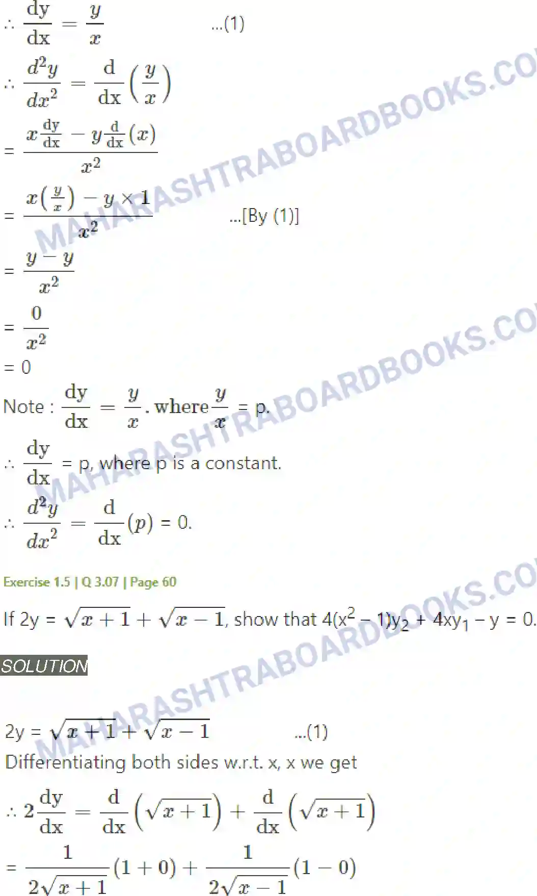 Maharashtra Board Solution Class-12 Mathematics+&+Statistics-2+(Arts+&+Science) Differentiation Image 213