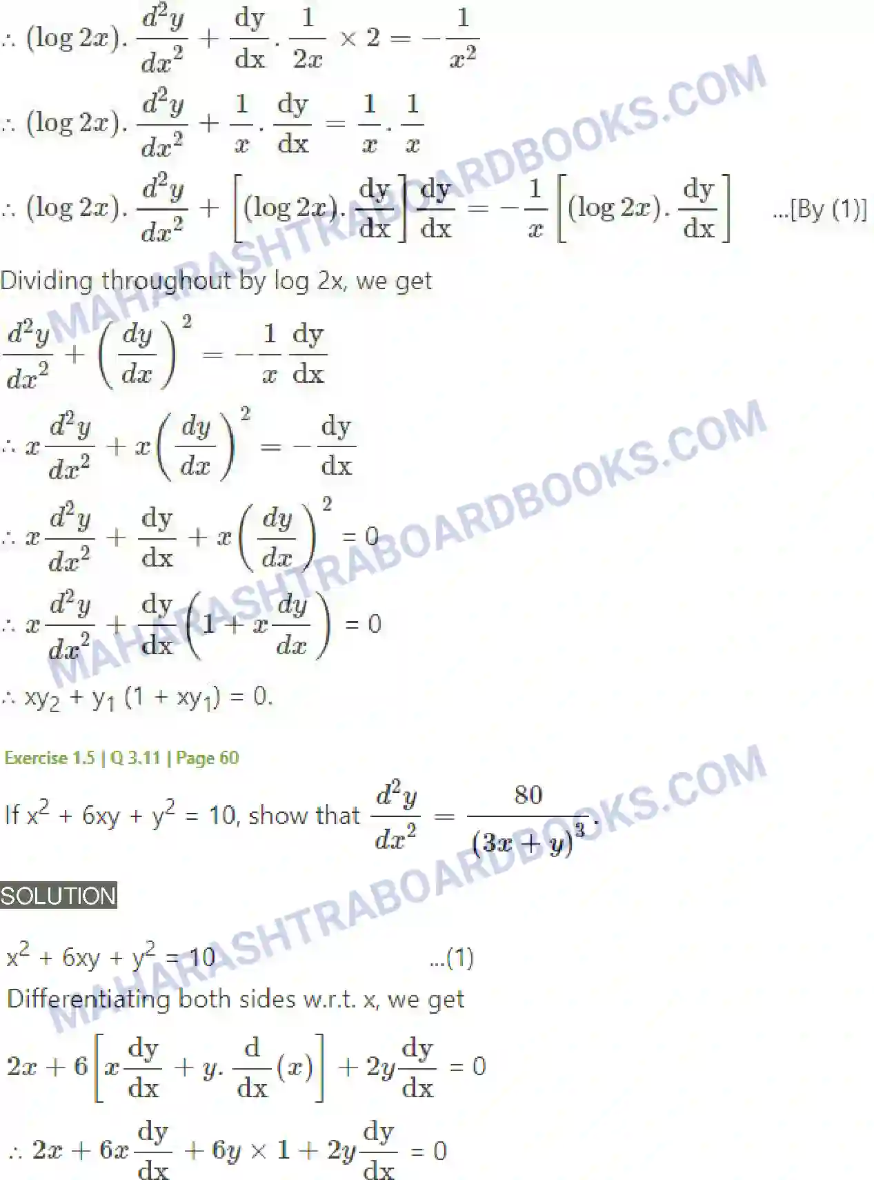 Maharashtra Board Solution Class-12 Mathematics+&+Statistics-2+(Arts+&+Science) Differentiation Image 218