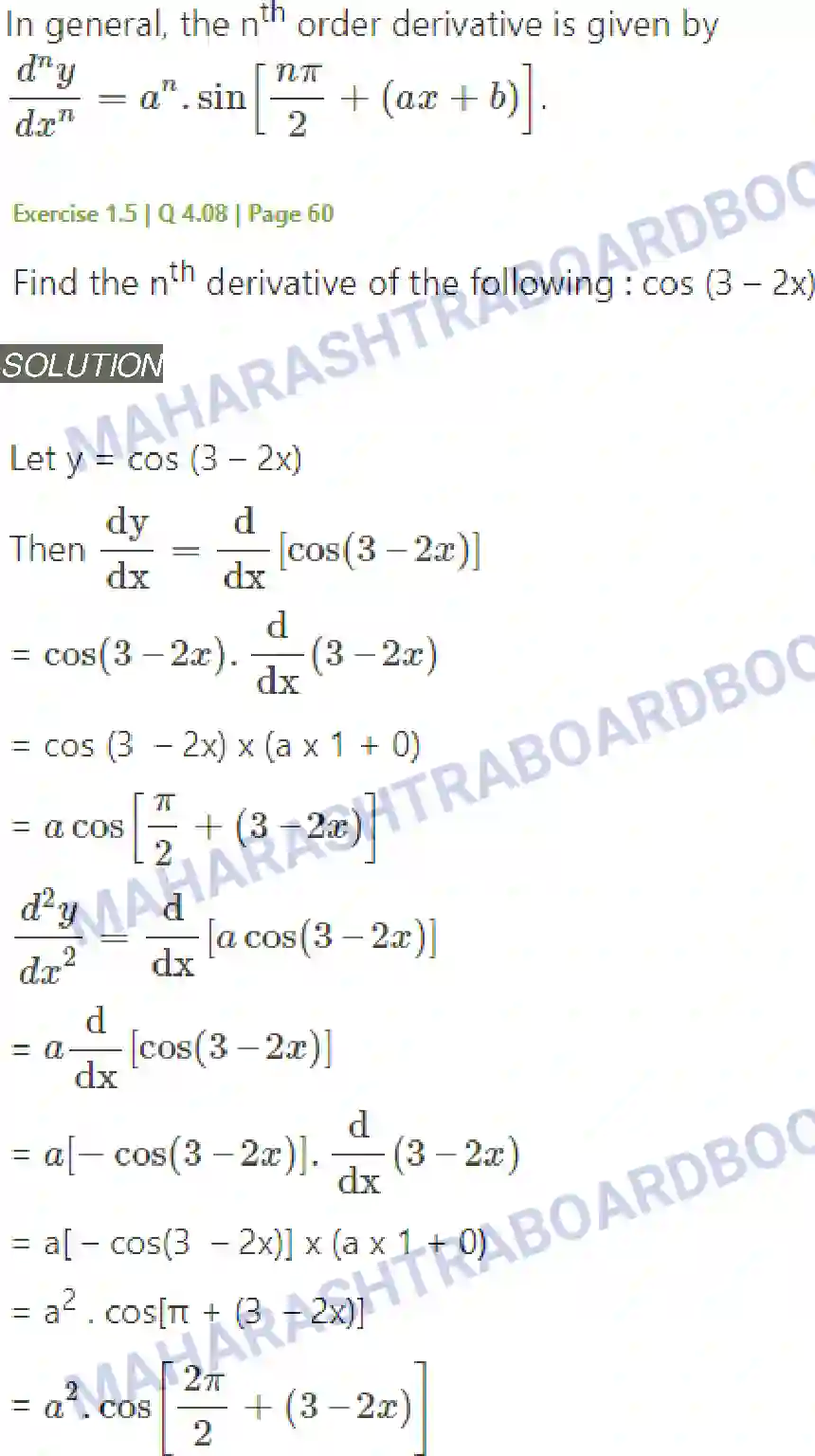 Maharashtra Board Solution Class-12 Mathematics+&+Statistics-2+(Arts+&+Science) Differentiation Image 230