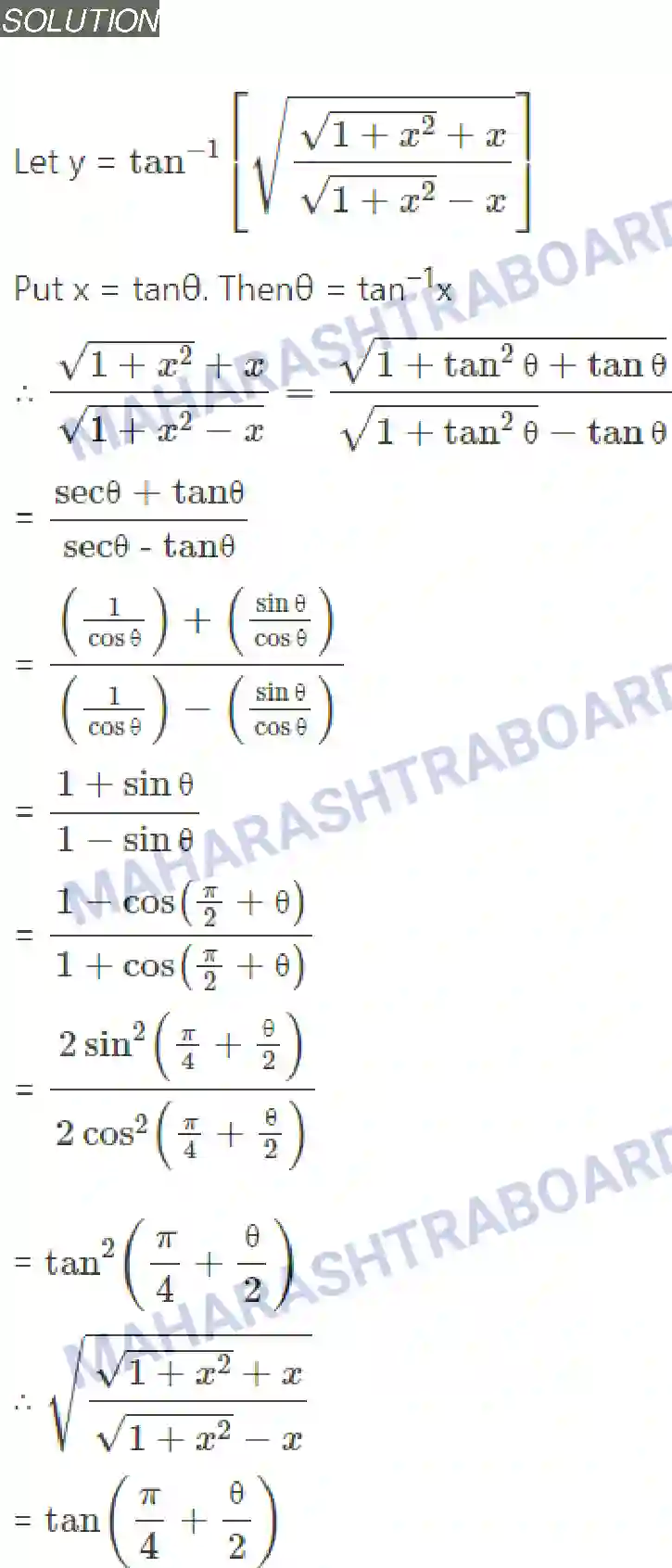 Maharashtra Board Solution Class-12 Mathematics+&+Statistics-2+(Arts+&+Science) Differentiation Image 264