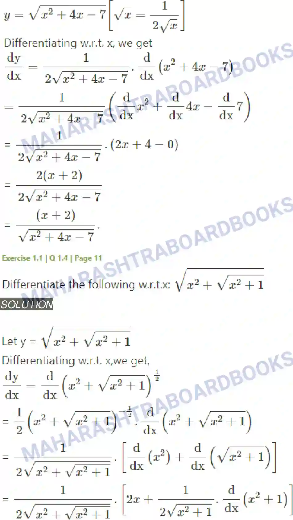 Maharashtra Board Solution Class-12 Mathematics+&+Statistics-2+(Arts+&+Science) Differentiation Image 3