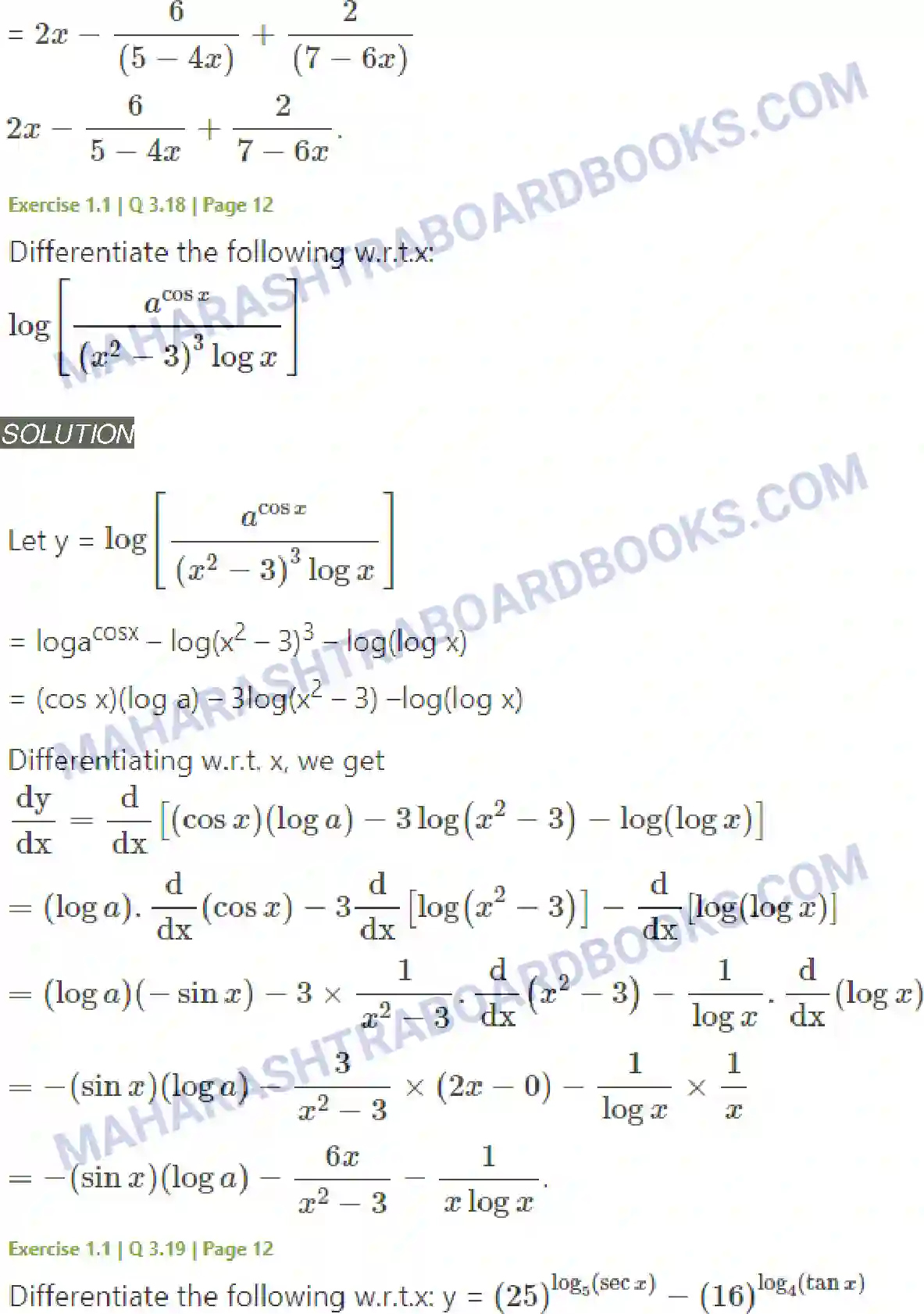 Maharashtra Board Solution Class-12 Mathematics+&+Statistics-2+(Arts+&+Science) Differentiation Image 34