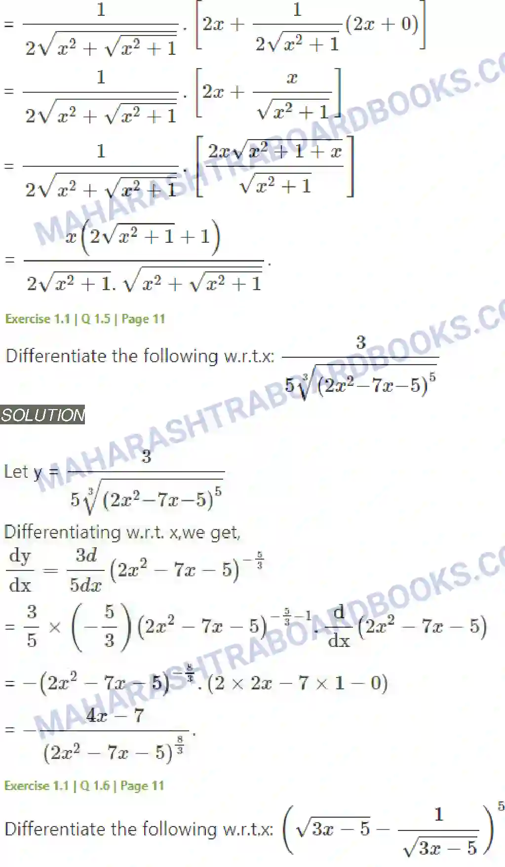 Maharashtra Board Solution Class-12 Mathematics+&+Statistics-2+(Arts+&+Science) Differentiation Image 4