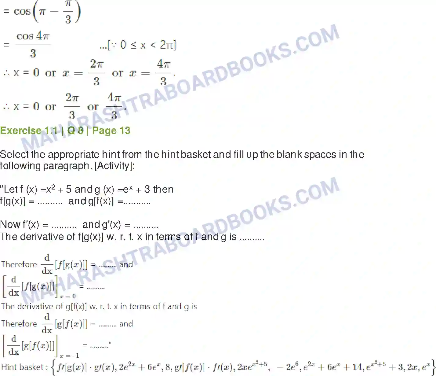 Maharashtra Board Solution Class-12 Mathematics+&+Statistics-2+(Arts+&+Science) Differentiation Image 43