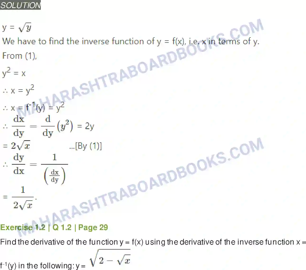 Maharashtra Board Solution Class-12 Mathematics+&+Statistics-2+(Arts+&+Science) Differentiation Image 45