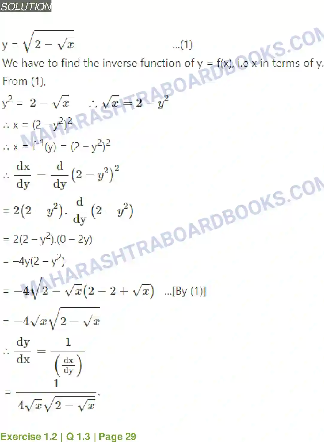 Maharashtra Board Solution Class-12 Mathematics+&+Statistics-2+(Arts+&+Science) Differentiation Image 46