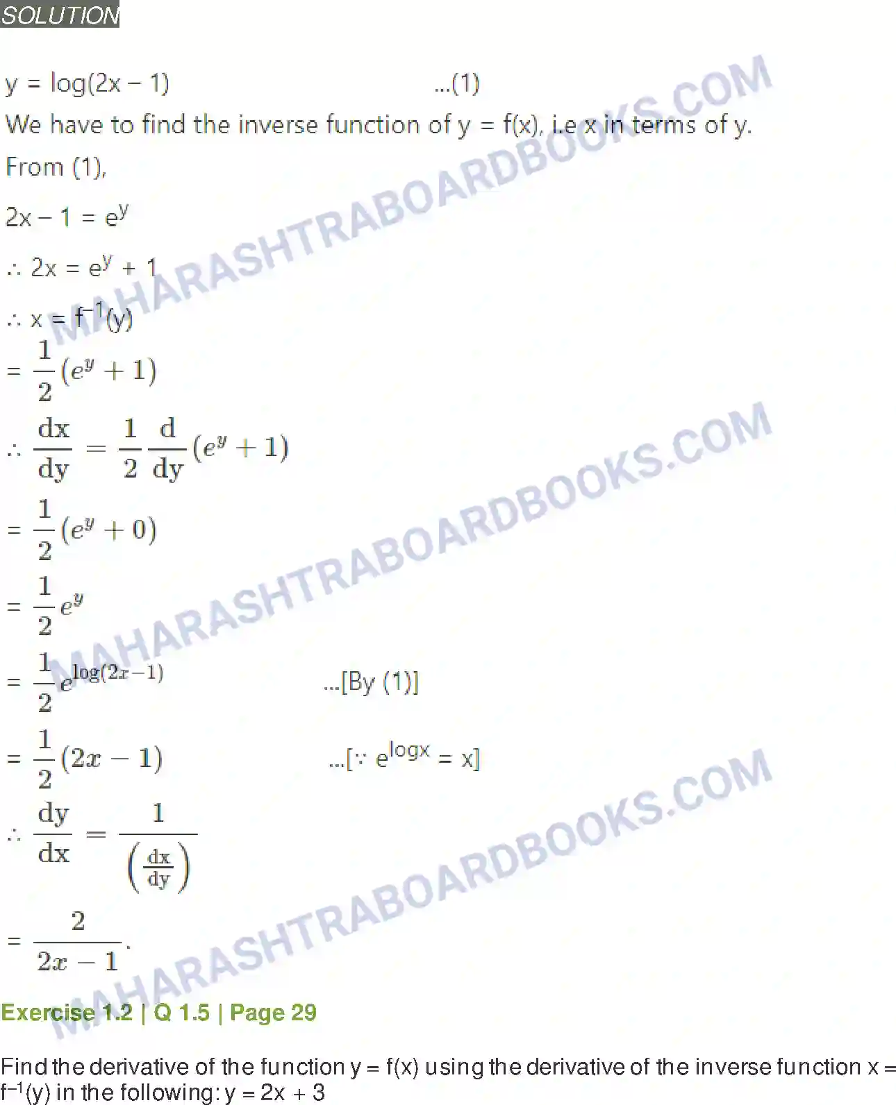 Maharashtra Board Solution Class-12 Mathematics+&+Statistics-2+(Arts+&+Science) Differentiation Image 48