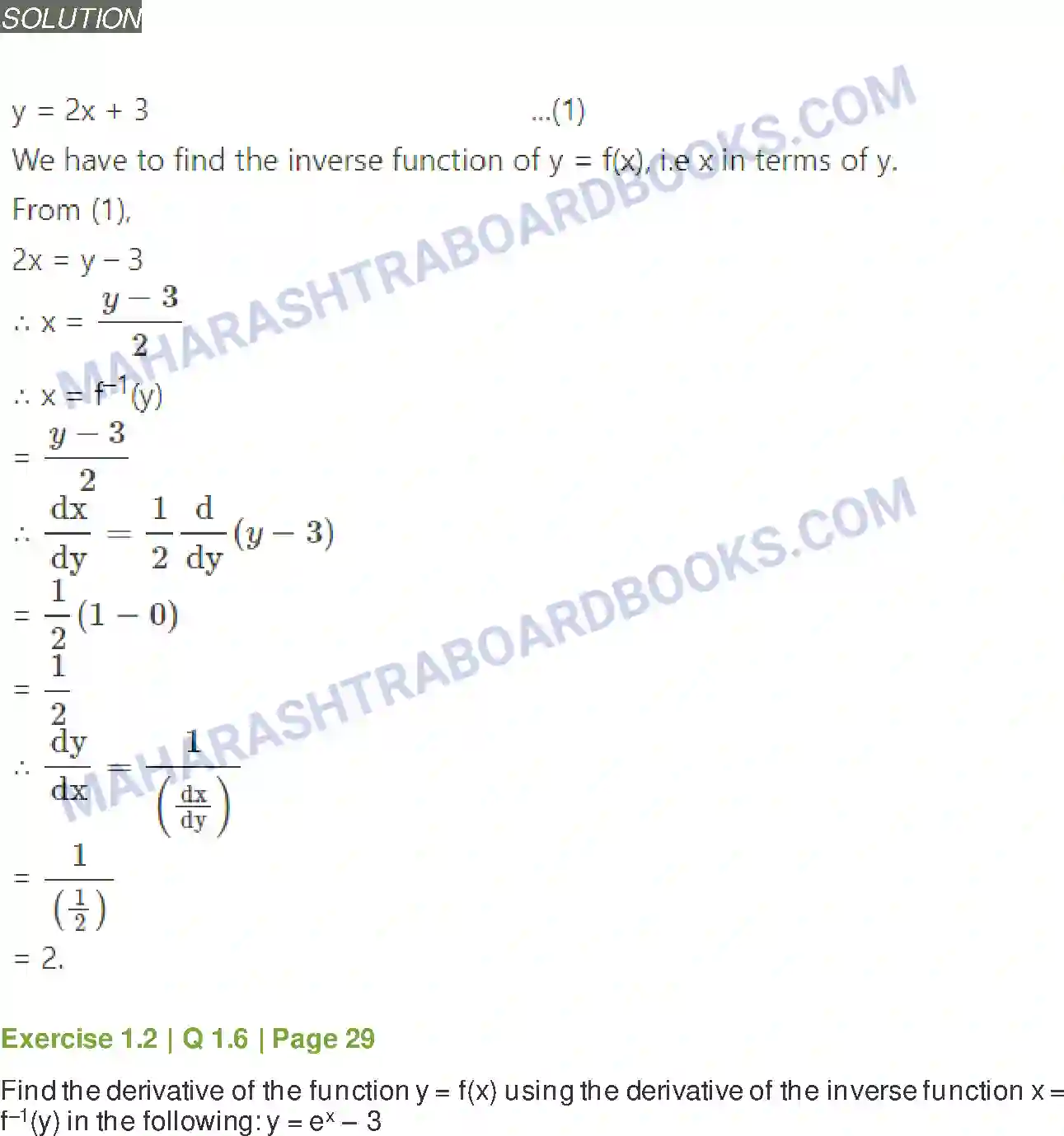 Maharashtra Board Solution Class-12 Mathematics+&+Statistics-2+(Arts+&+Science) Differentiation Image 49